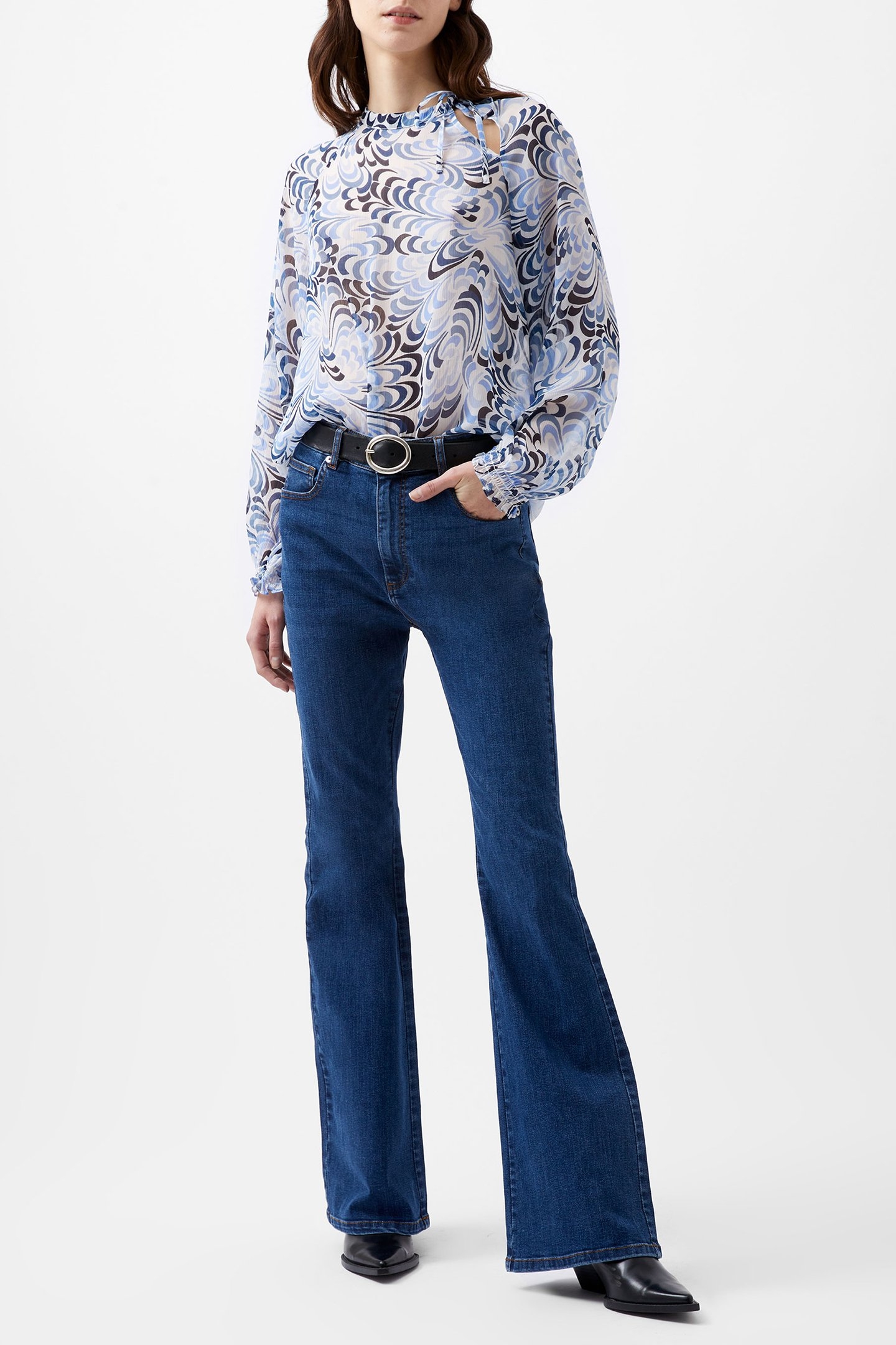 DIA HALLIE CRINKLE BLOUSE SUMMER WHITE/BLUE 2