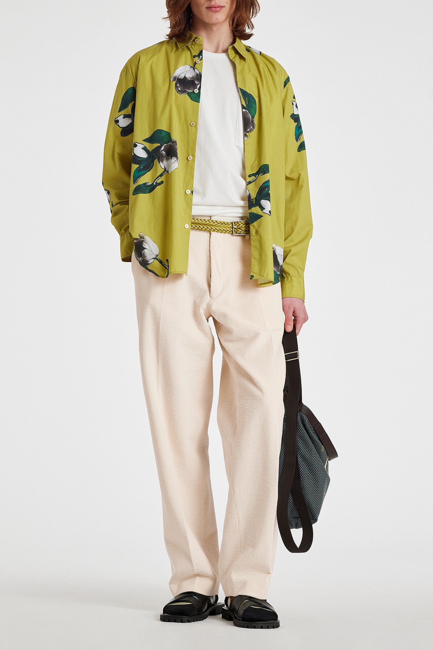 MENS REGULAR FIT SHIRT WITH EMBROIDERY GOLDEN YELLOW 3