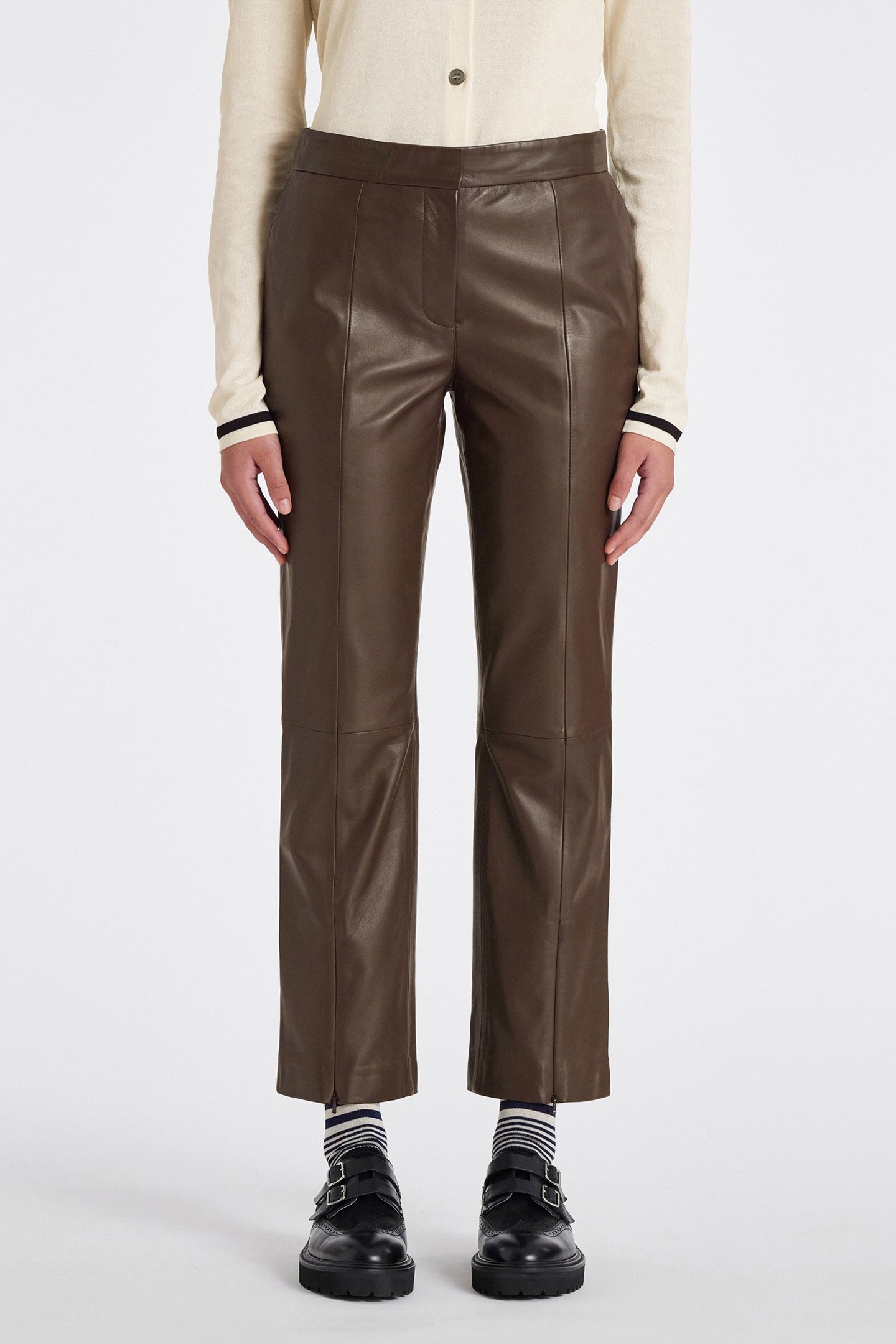 WOMENS TROUSER LEATHER MUD 1