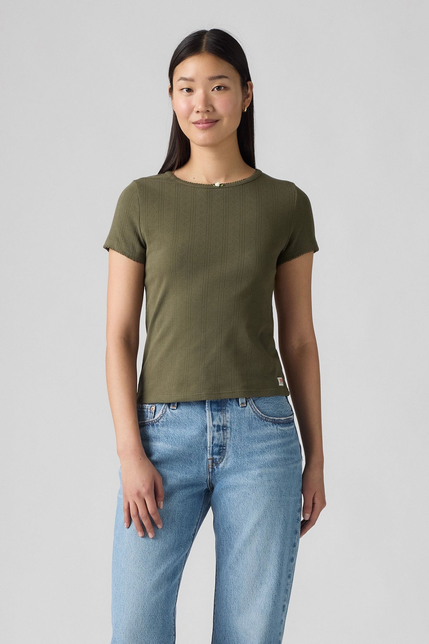 DRY GOODS POINTELLE TEE OLIVE NIGHT 1