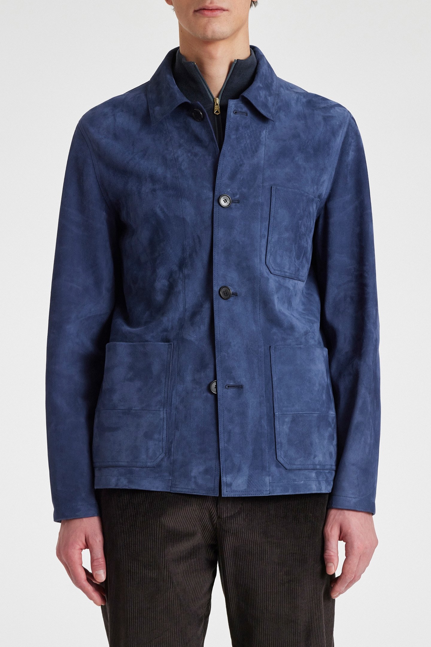 MENS SUEDE LEATHER JACKET INDIGO 1