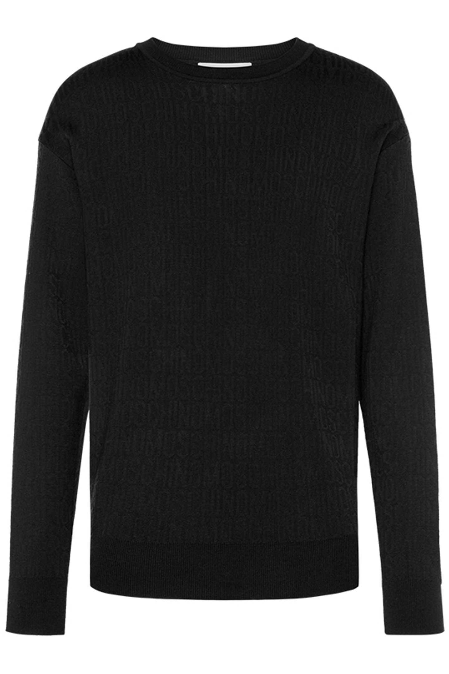 ALLOVER LOGO JACQUARD WOOL SWEATER BLACK 1