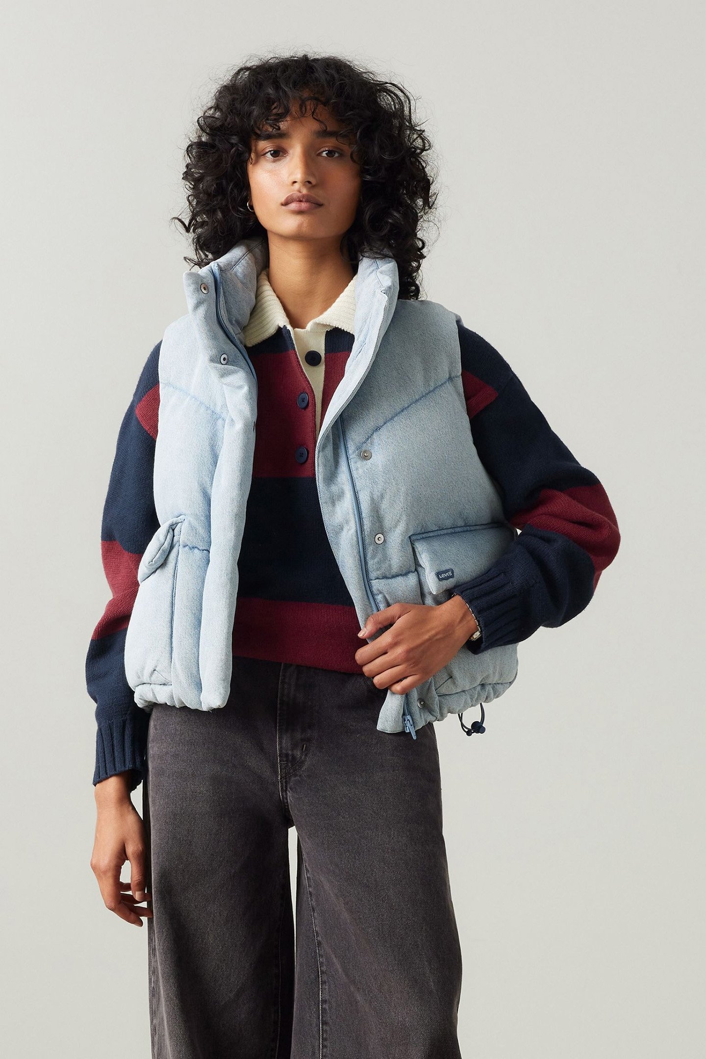 WESTERN BUBBLE PUFFER VEST IN BLUE 1