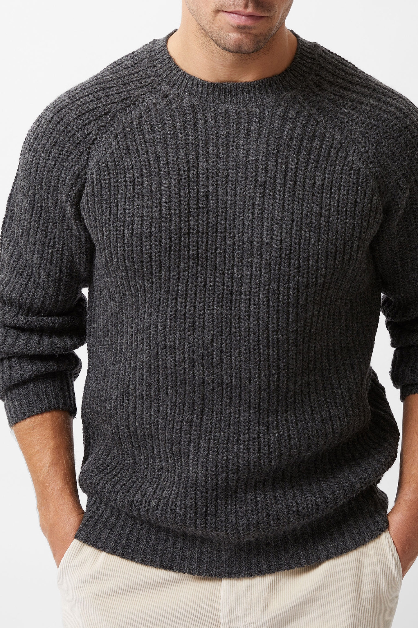 RAGLAN CREW JUMPER CHARCOAL MEL 4