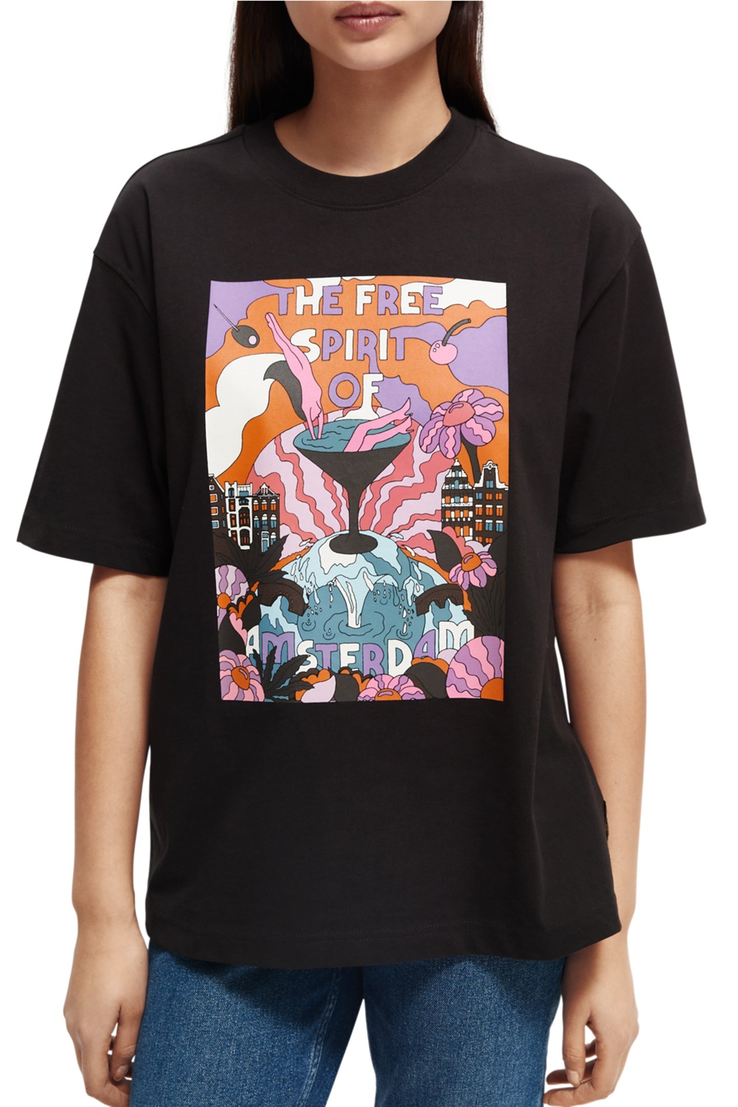 LOOSE FIT T-SHIRT WITH BIG ARTWORK BLACK BEAN 1
