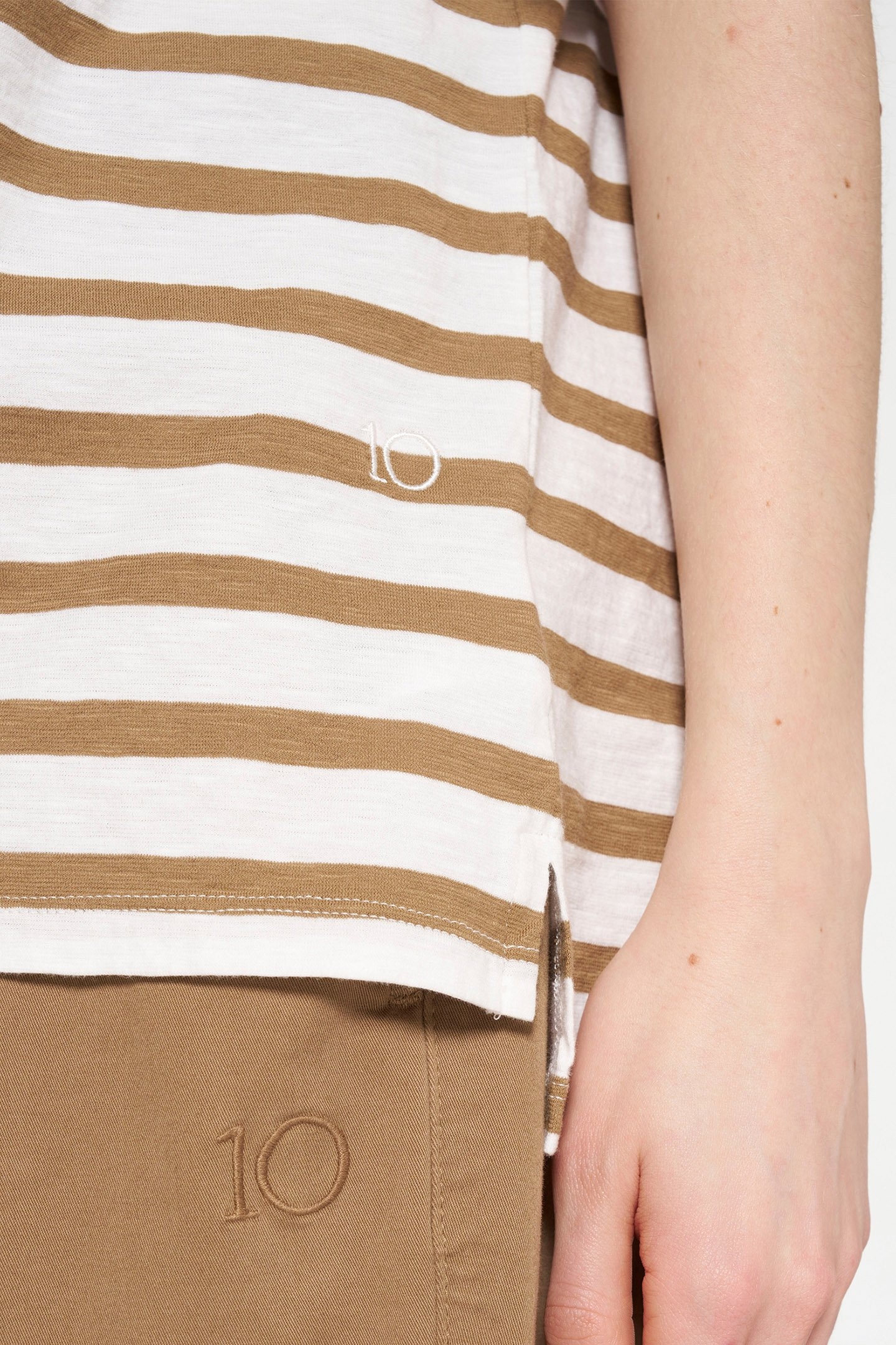 SHORT SLEEVE TEE STRIPES ECRU/CEDAR BROWN 6