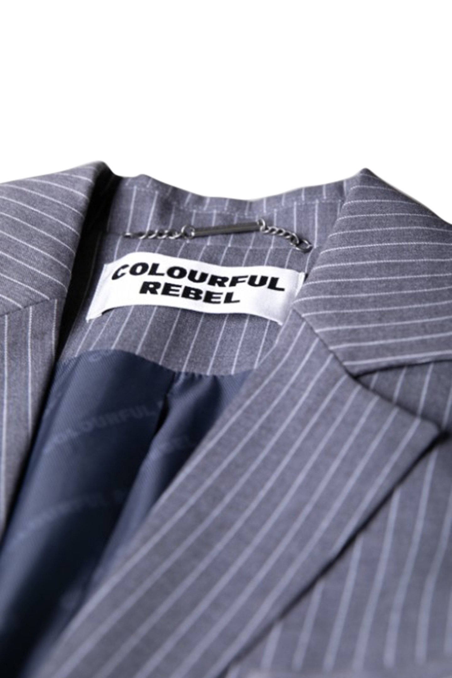 WINOAH STRIPE CROPPED BLAZER DARK GREY 6