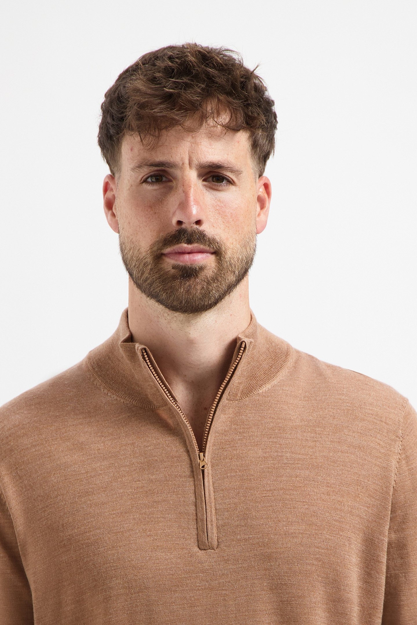 ZIP UP 100% MERINO TUSCAN CAMEL 5
