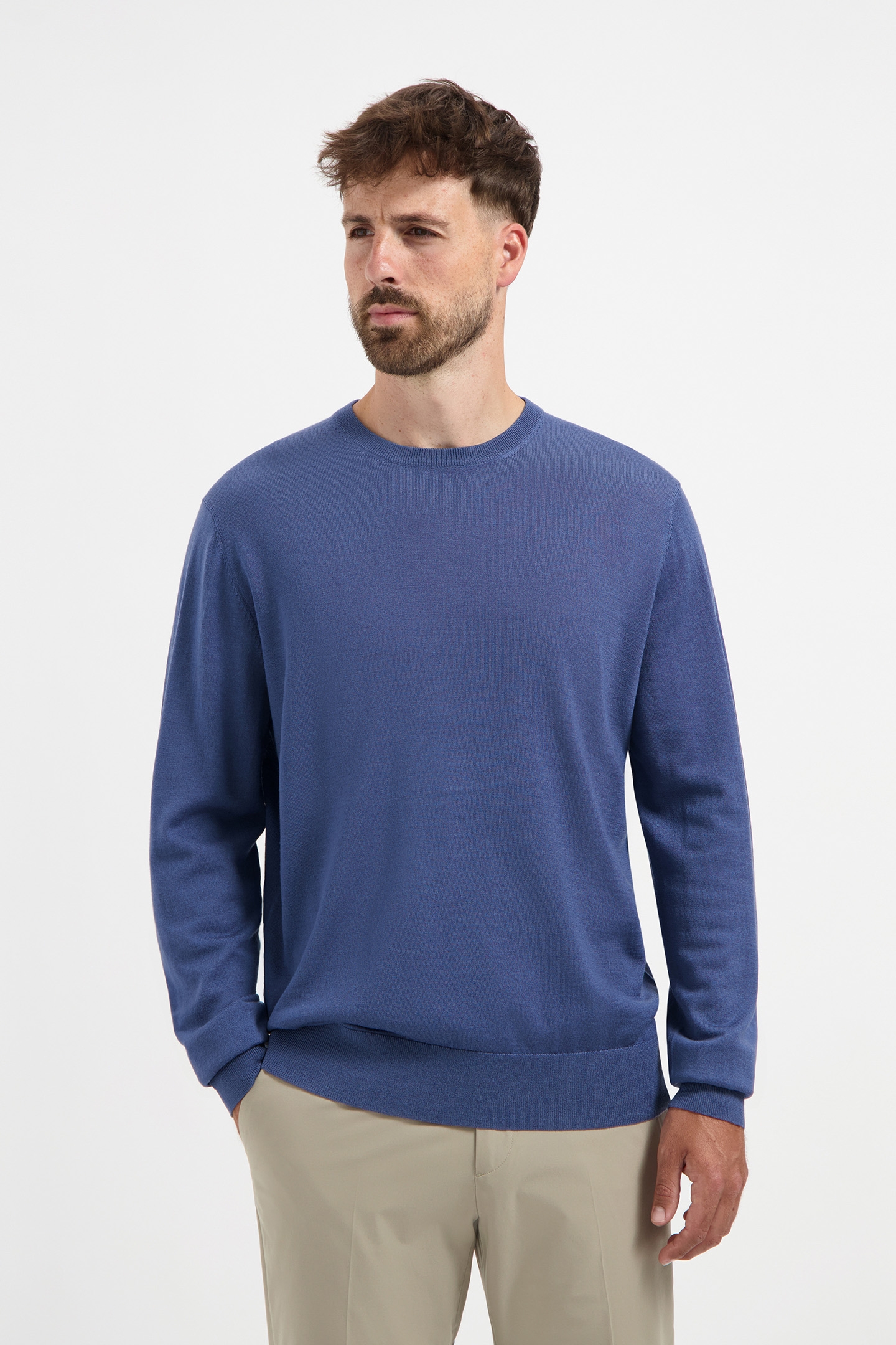 CREW NECK 100% MERINO PACIFIC BLUE 1