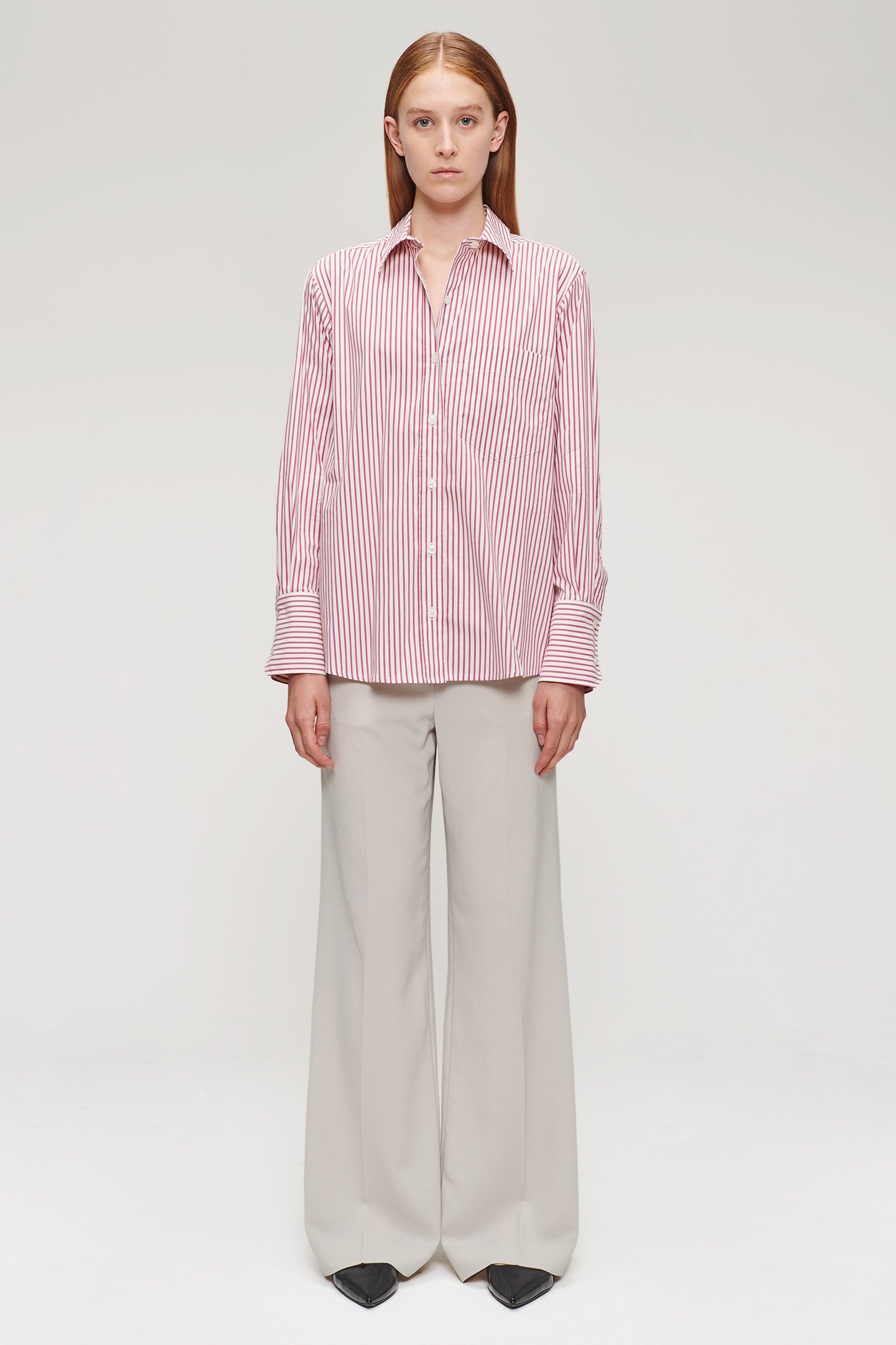 SOFT COTTON MIX STRIPPED SHIRT PLUM 3