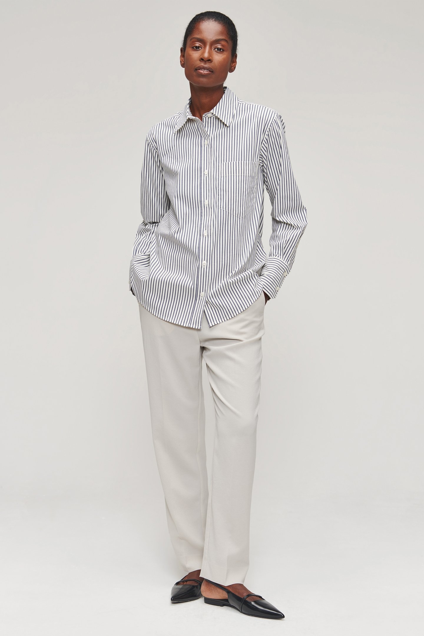 SOFT COTTON MIX STRIPPED SHIRT MIDNIGHT BLUE 5