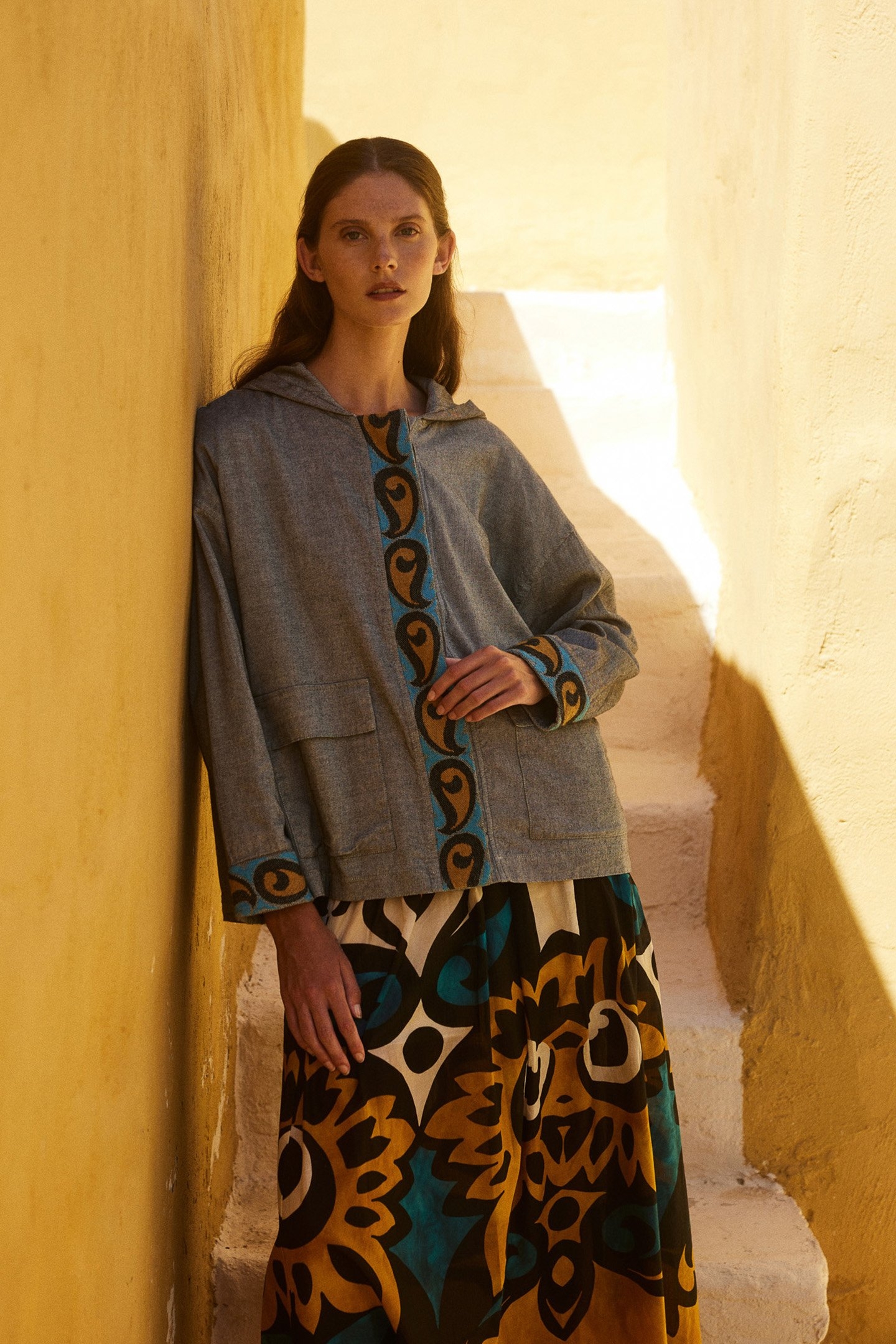 HAPPINESS LONG SKIRT BLUE-CAMEL 3