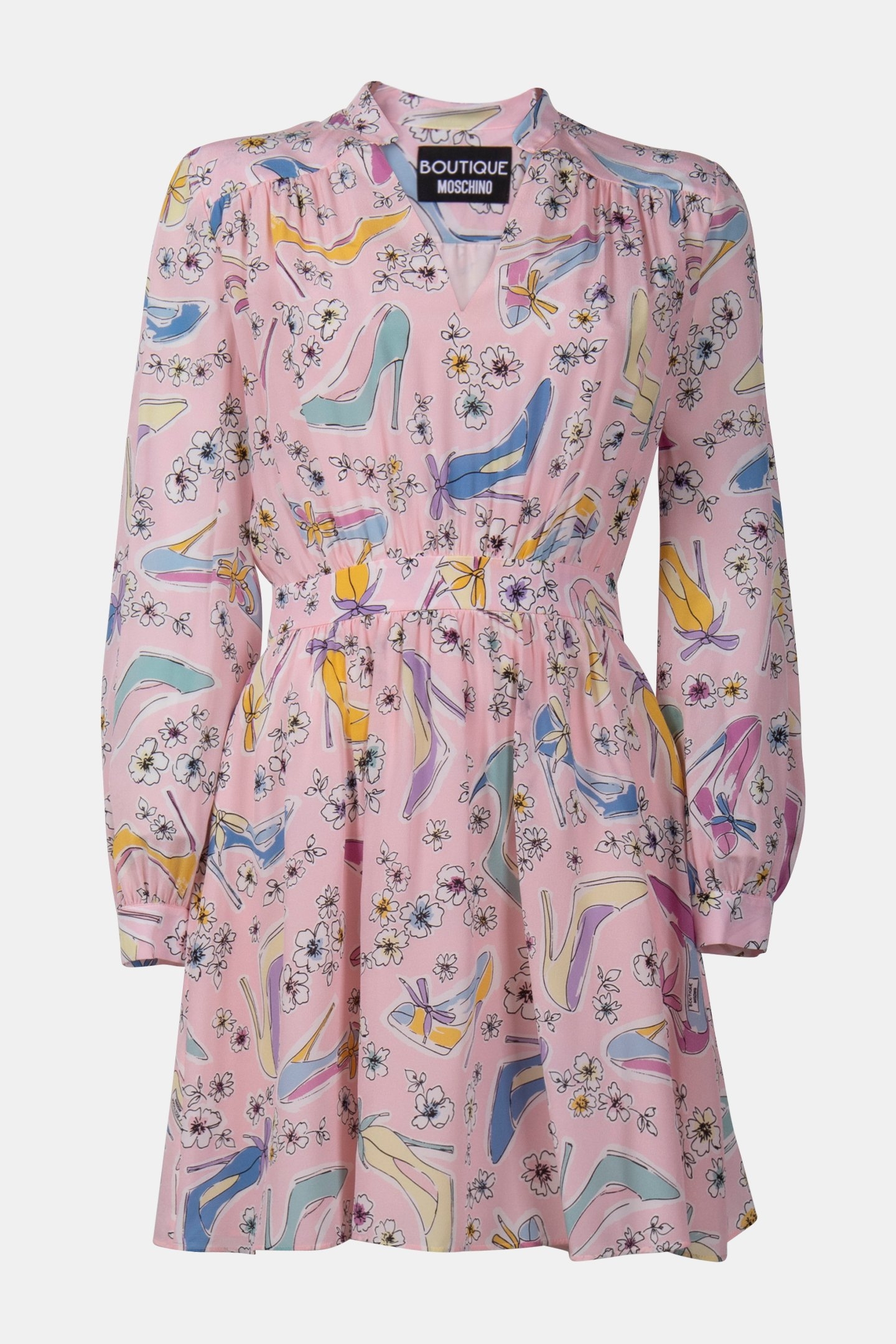 CREPE DE CHINE DRESS HEELS & FLOWERS PINK 3