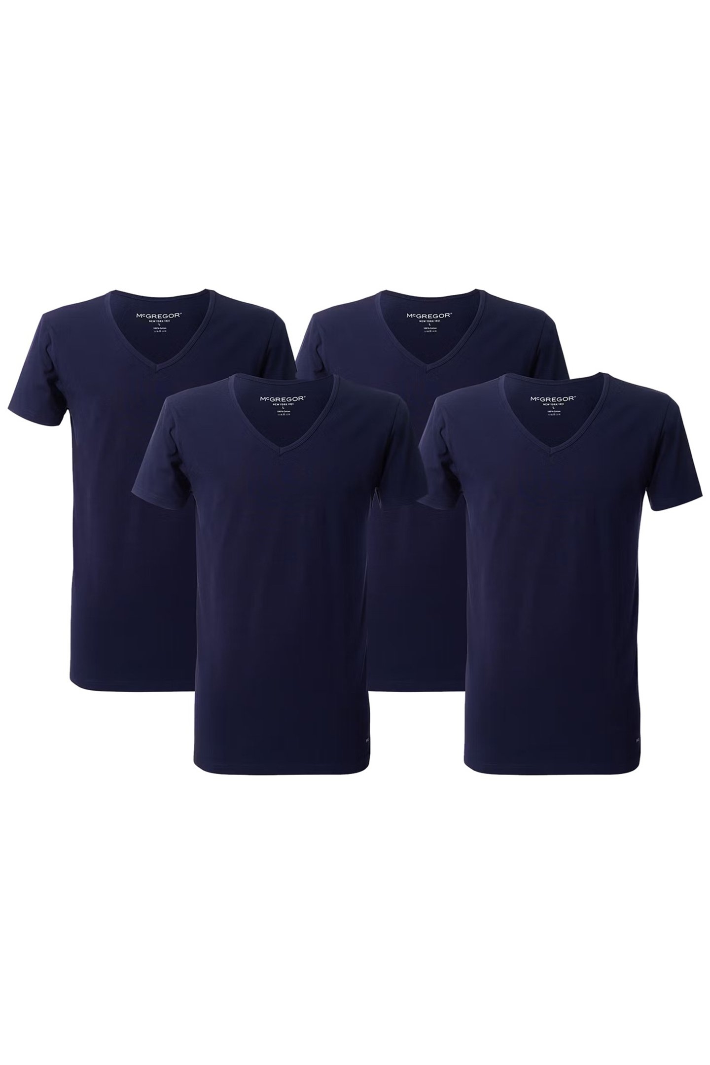 MCGREGOR - PREMIUM STRETCH T-SHIRT - V-NECK - 4-PACK NAVY 1
