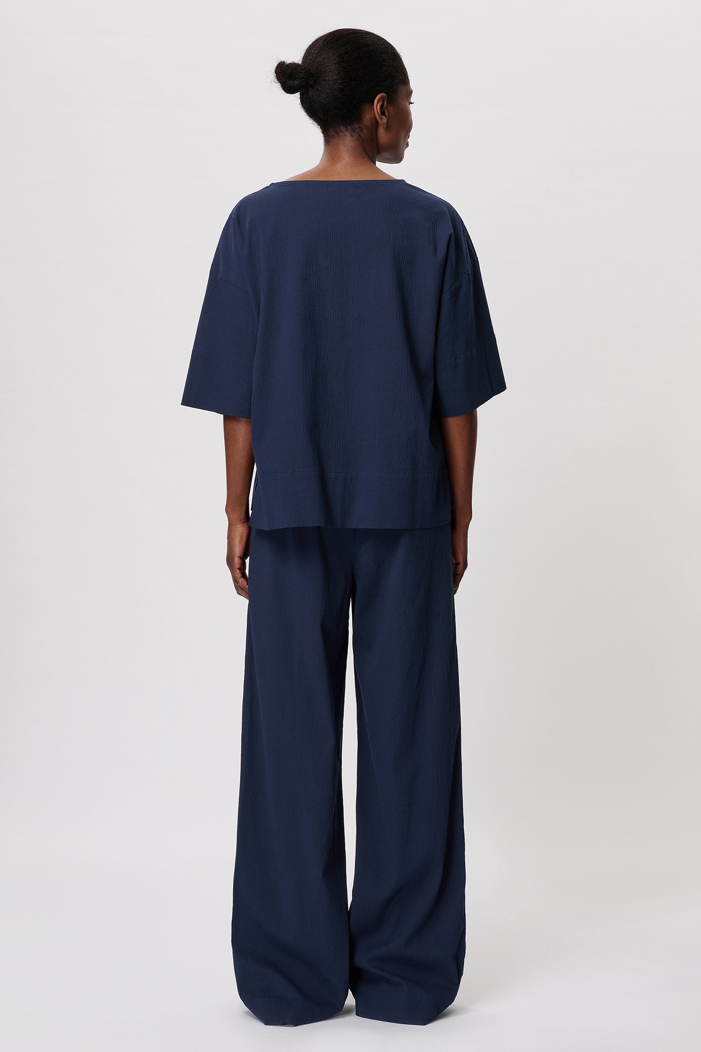 COTTON STRUCTURE T-SHIRT TOP MIDNIGHT BLUE 2