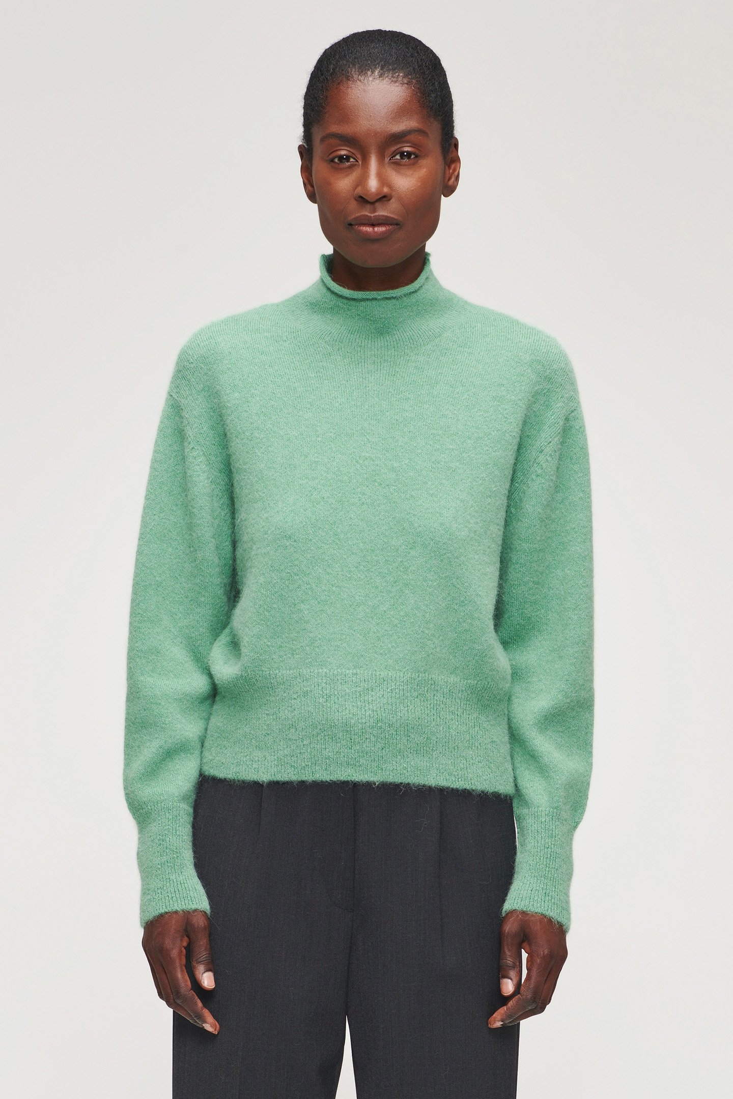 ALPACA FUNNEL NECK PULLOVER JADE 1