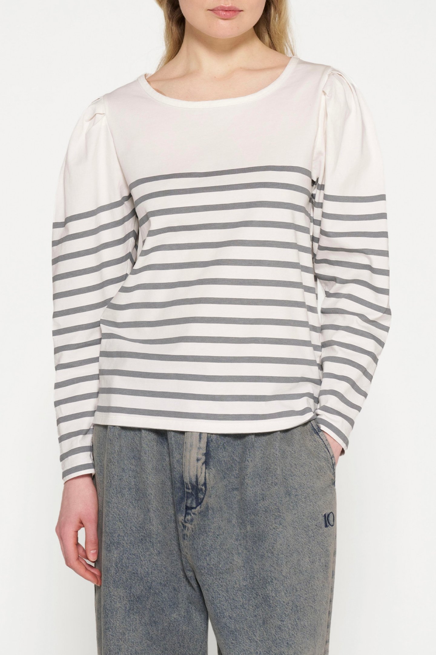 PUFF LONG SLEEVE TEE STRIPES ECRU/GRAPHITE 1