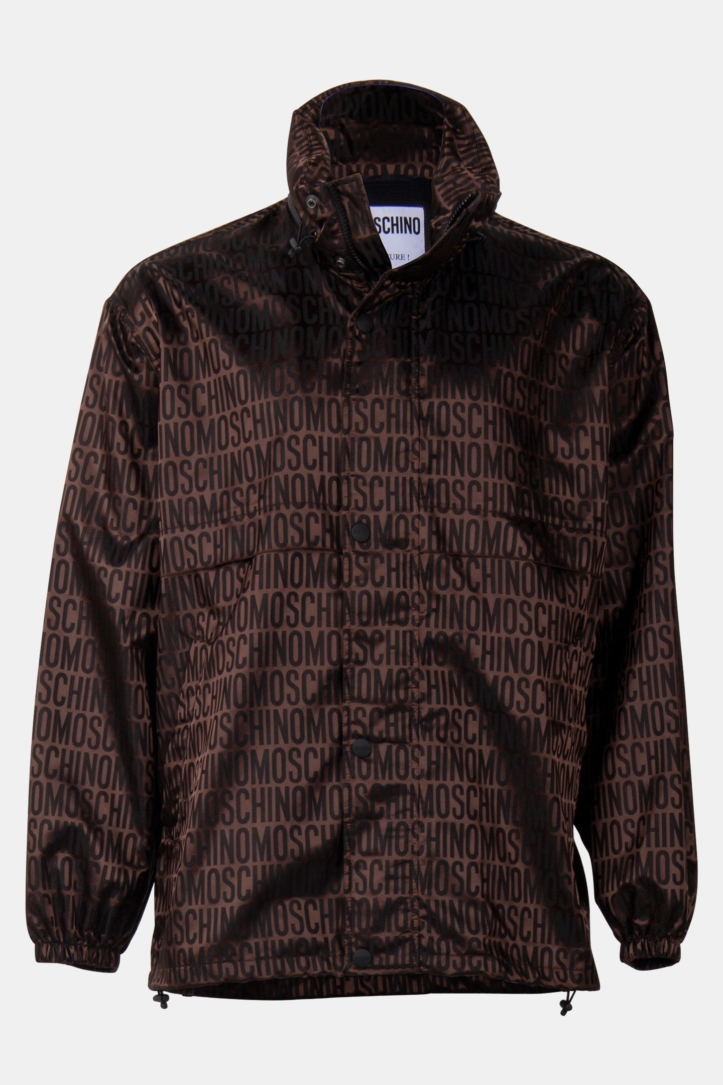 WINDBREAKER IN NYLON JACQUARD ALLOVER LOGO BROWN 3