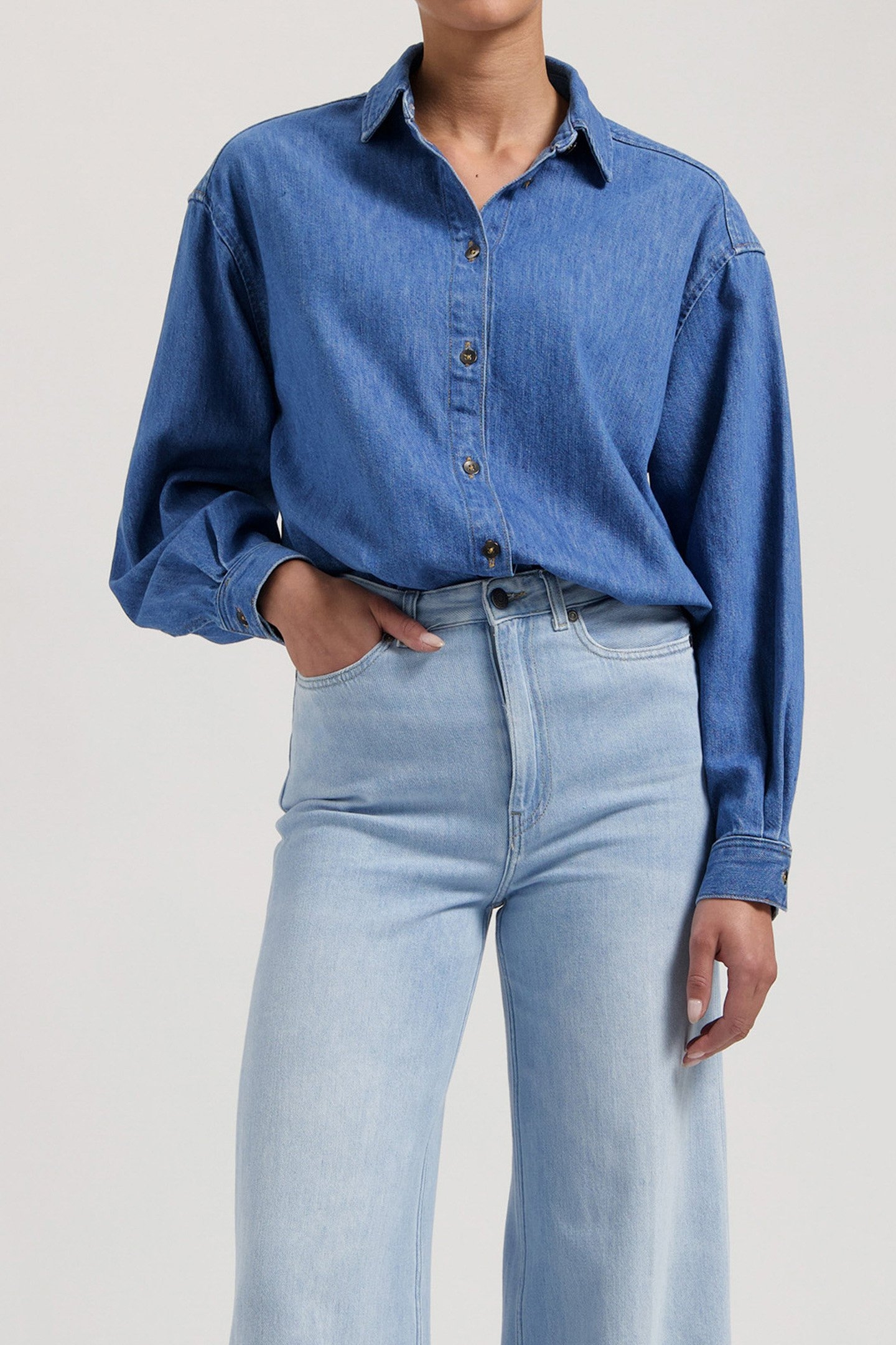 REESE DENIM SHIRT - MEDIUM STONE MEDIUM STONE 1