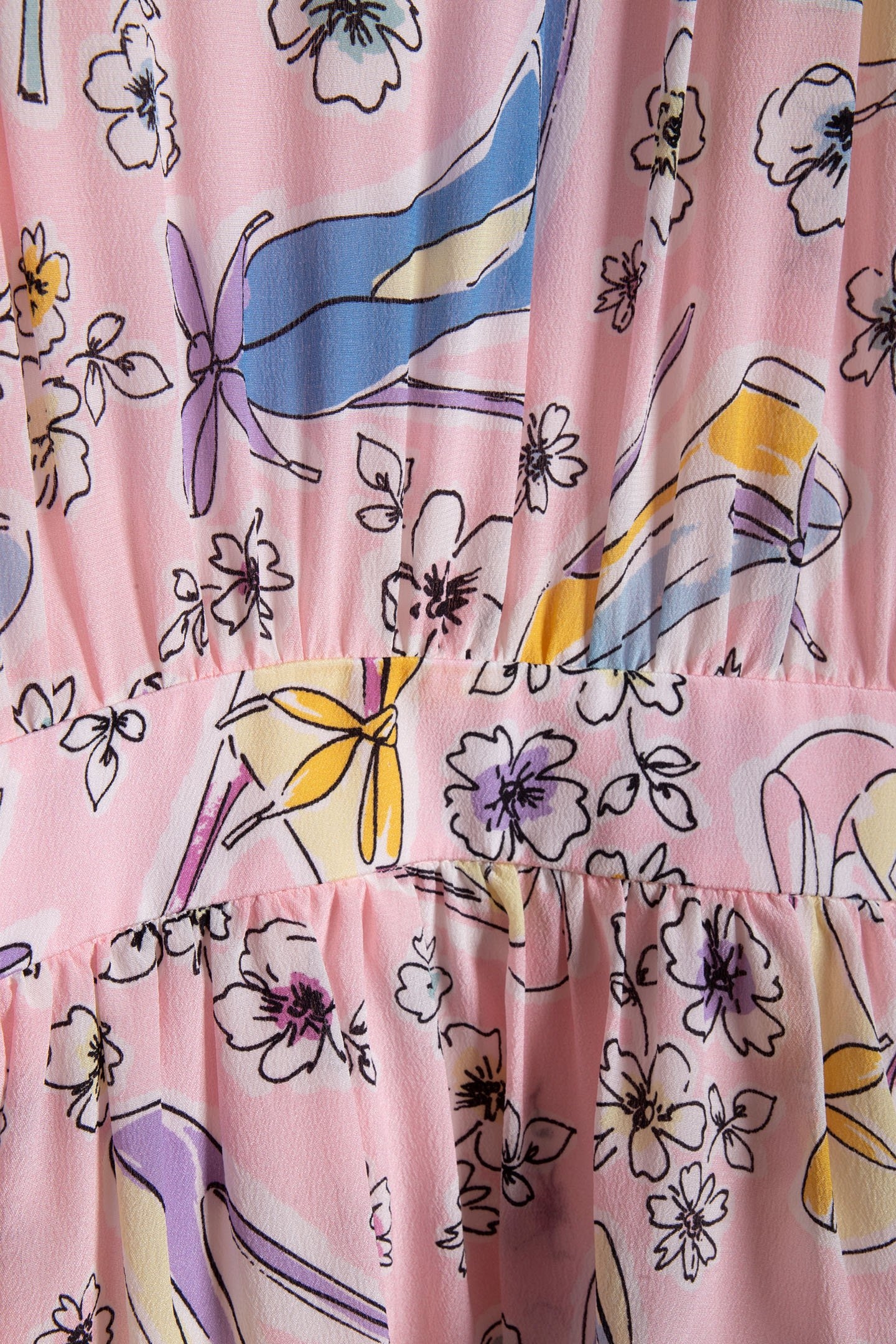 CREPE DE CHINE DRESS HEELS & FLOWERS PINK 4