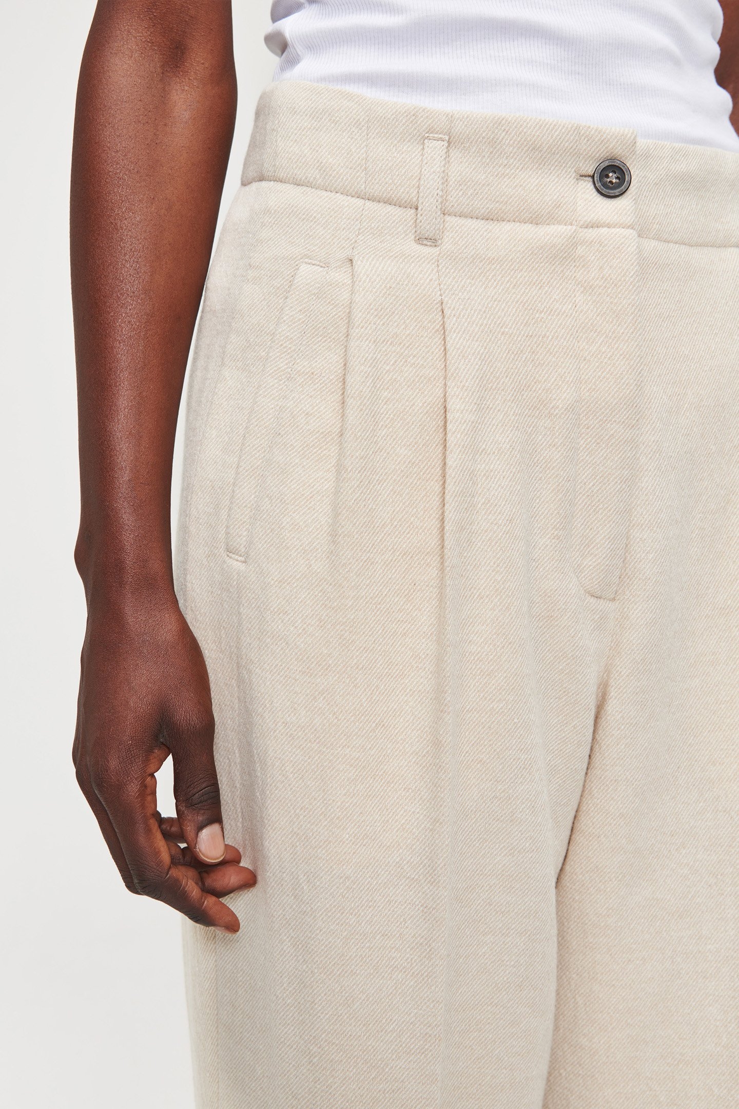 COTTON WOOL MIX PLEATED PANTS SIMPLY TAUPE 7