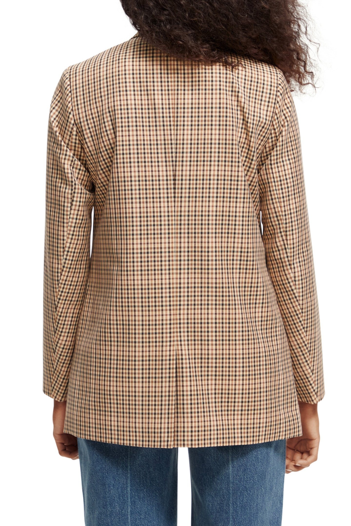 DOUBLE BREASTED TAILORED BLAZER IN YARN DYE CHECK COMBO X 2