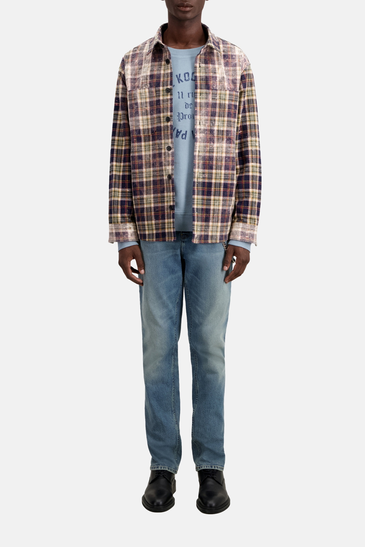 LONG SLEEVE SHIRT MIDDLE GREY ECRU 1