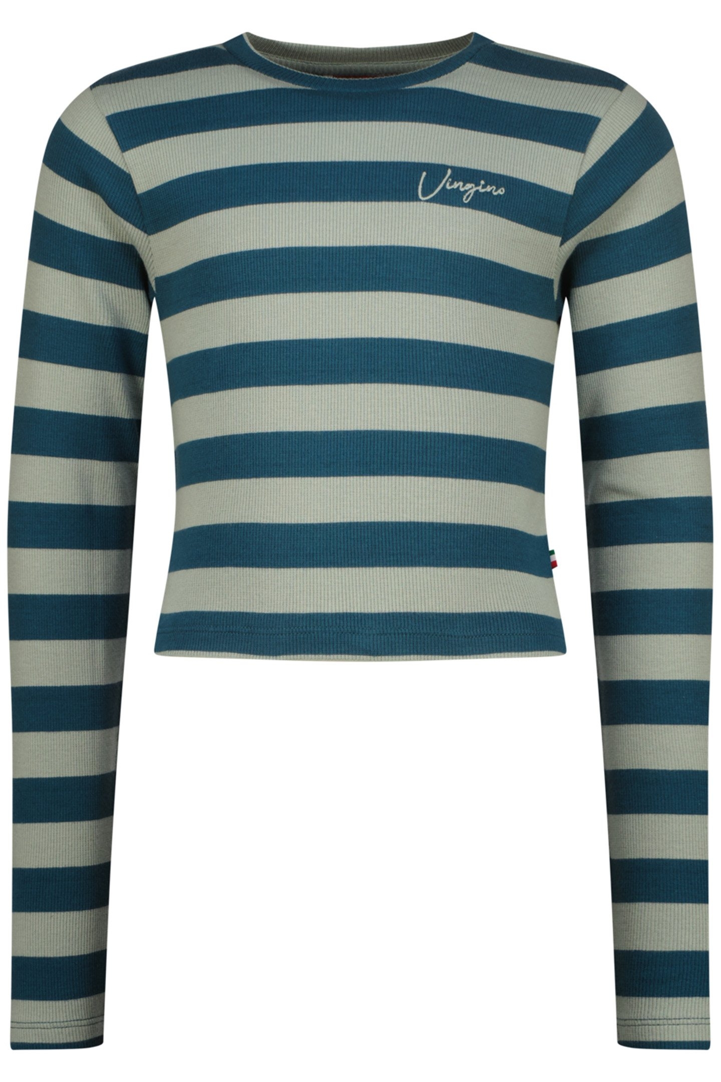 GIRLS G-BASIC-CROP RIB STRIPE SINGLET JADE GREEN 1