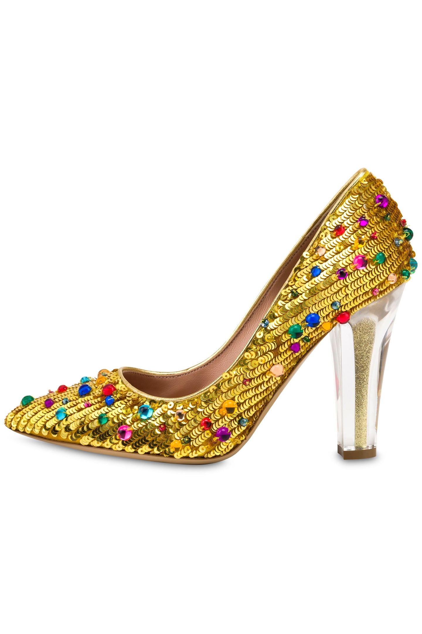 SEQUIN PUMPS WITH RHINESTONES PAILLETTES ORO 1