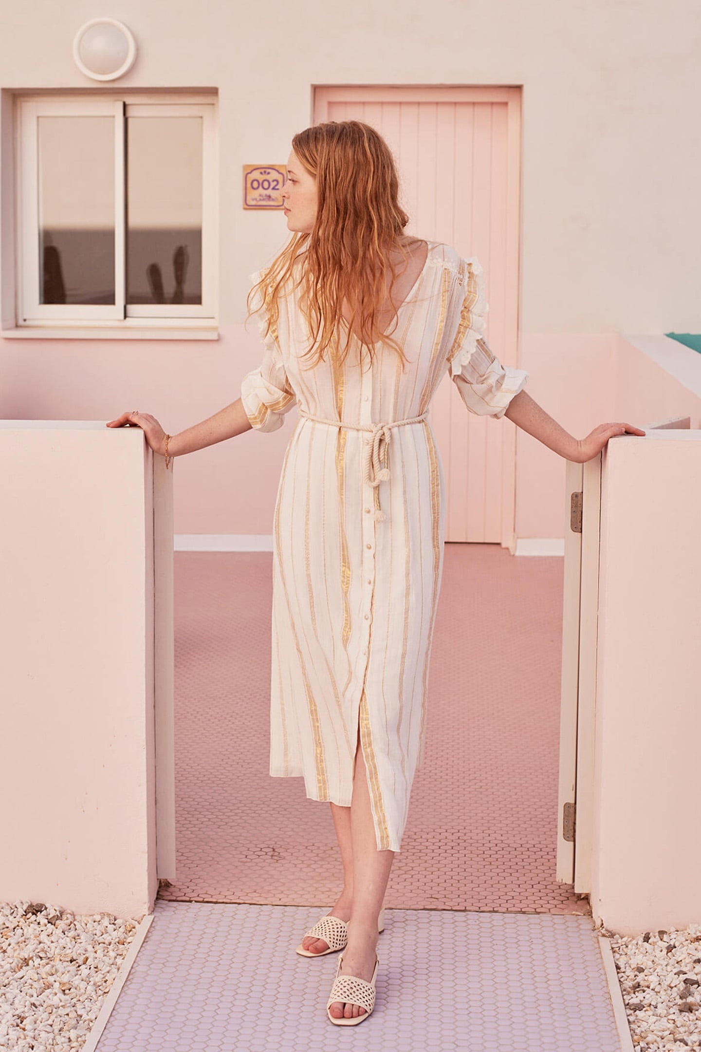 DRESS MILLA WHITE & GOLD STRIPES 3