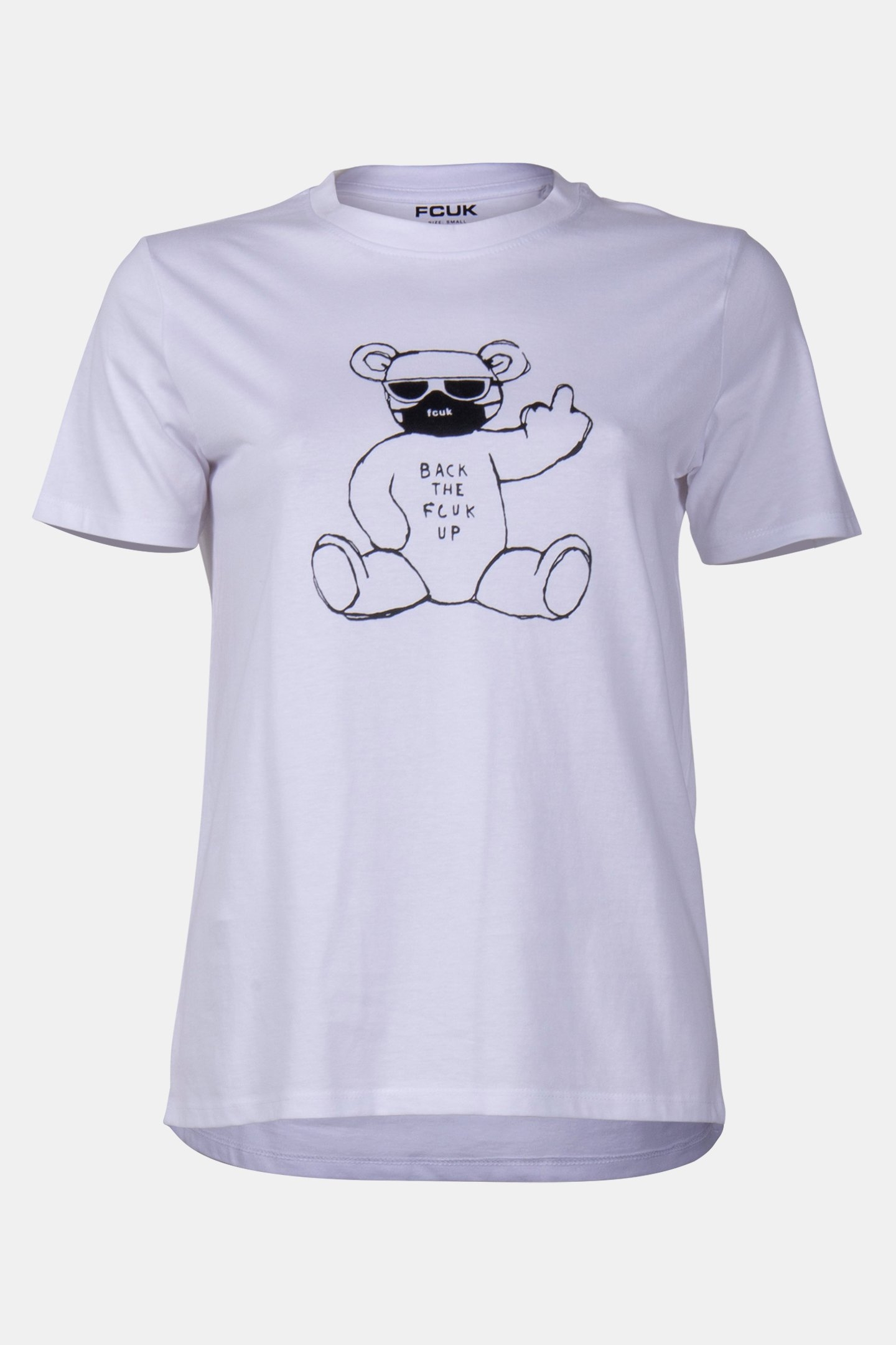 FCUK BACK UP BEAR TEE WHITE/BLACK 3