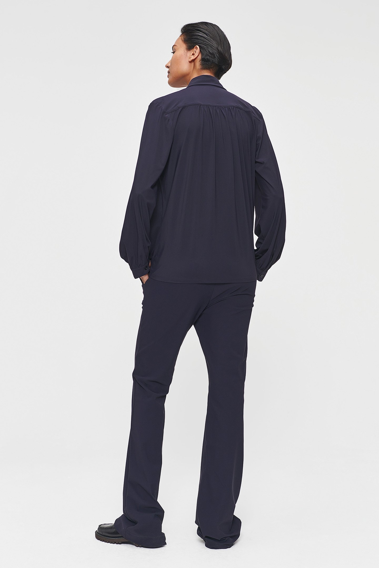 IT JERSEY GATHERED BLOUSE INK BLUE 3