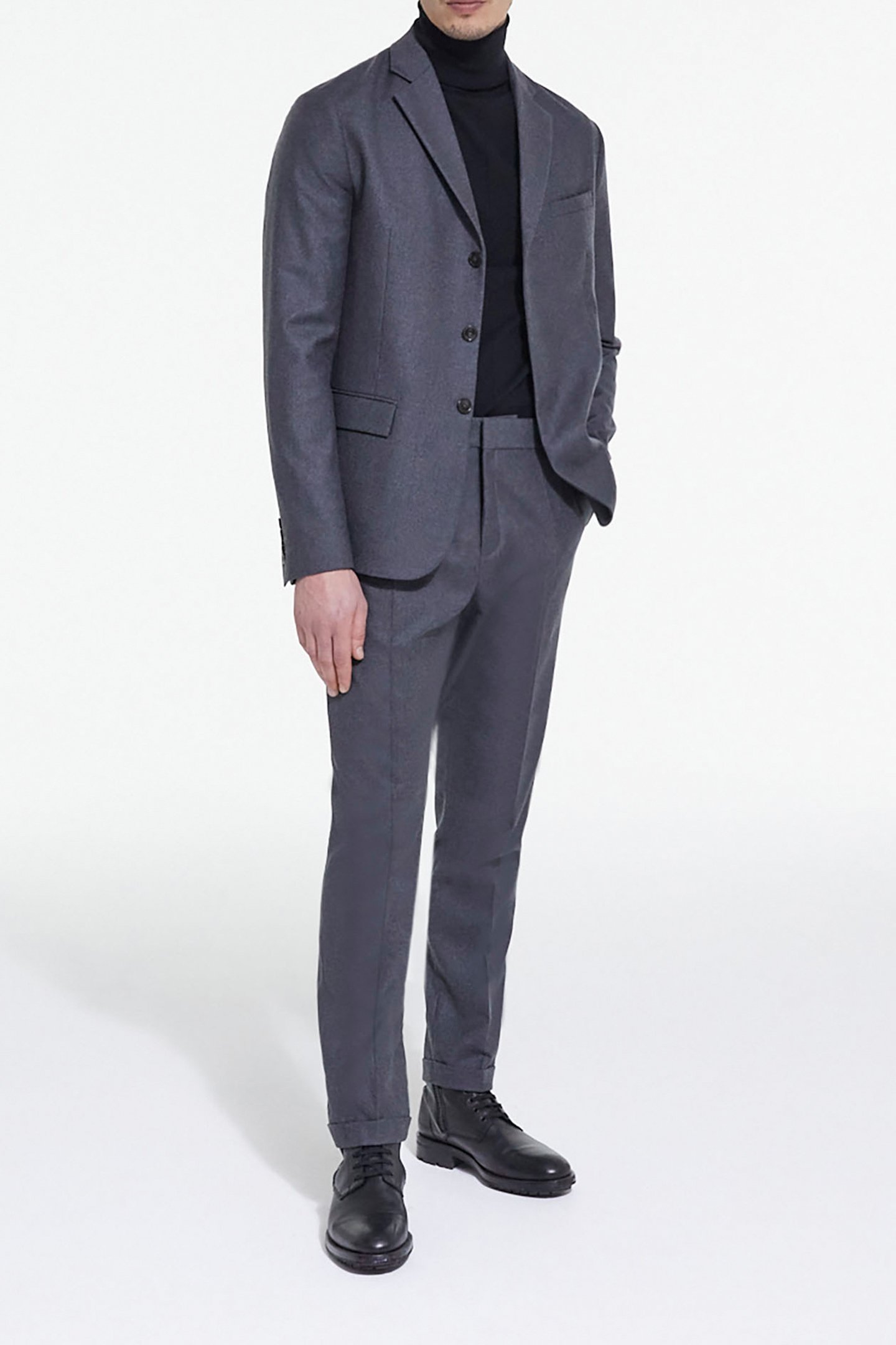 WOOL SUIT JACKET WITH FLAP POCKETS GREY 3