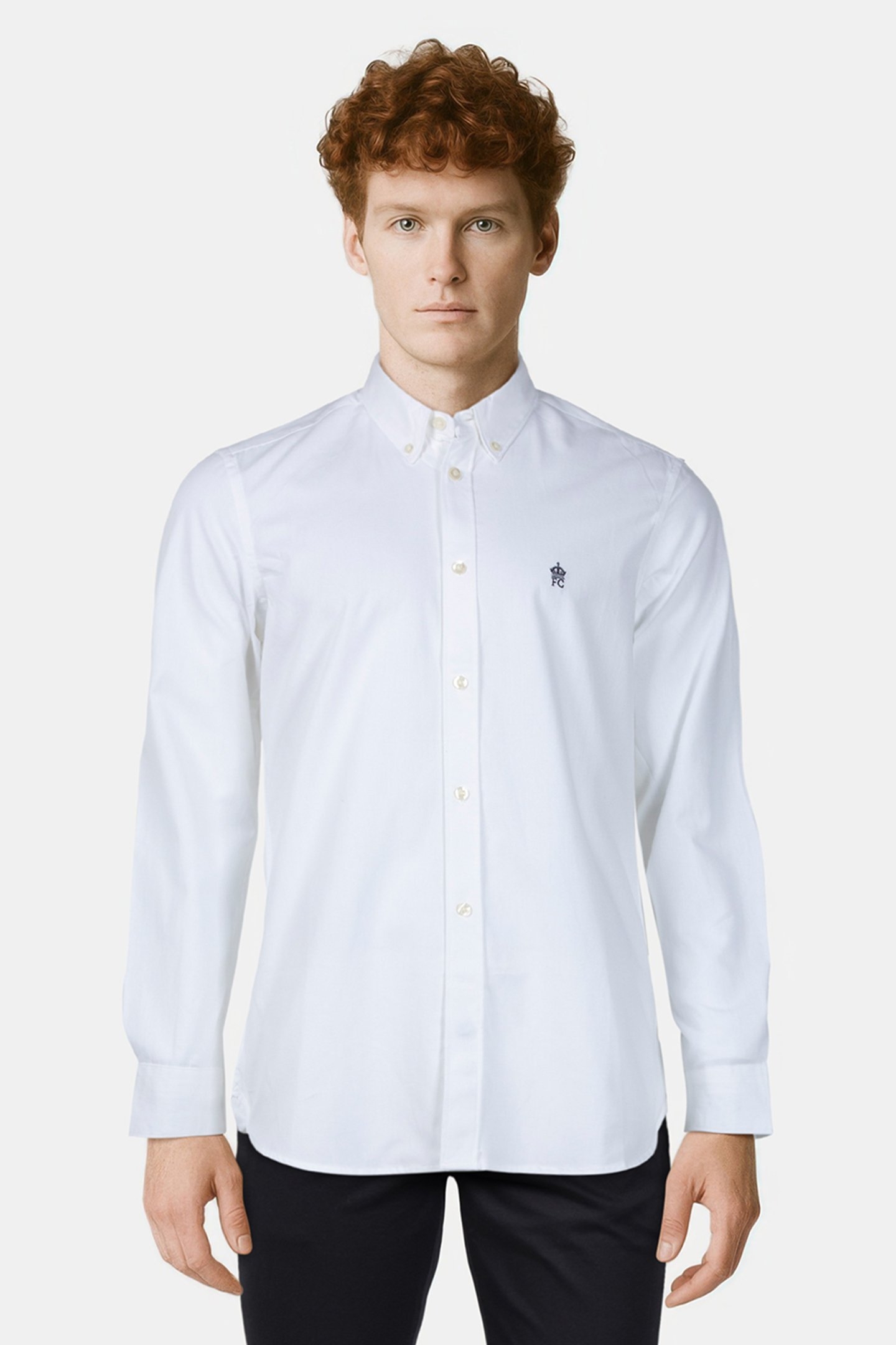 OXFORD LONG SLEEVE SHIRT WHITE/MARINE 1