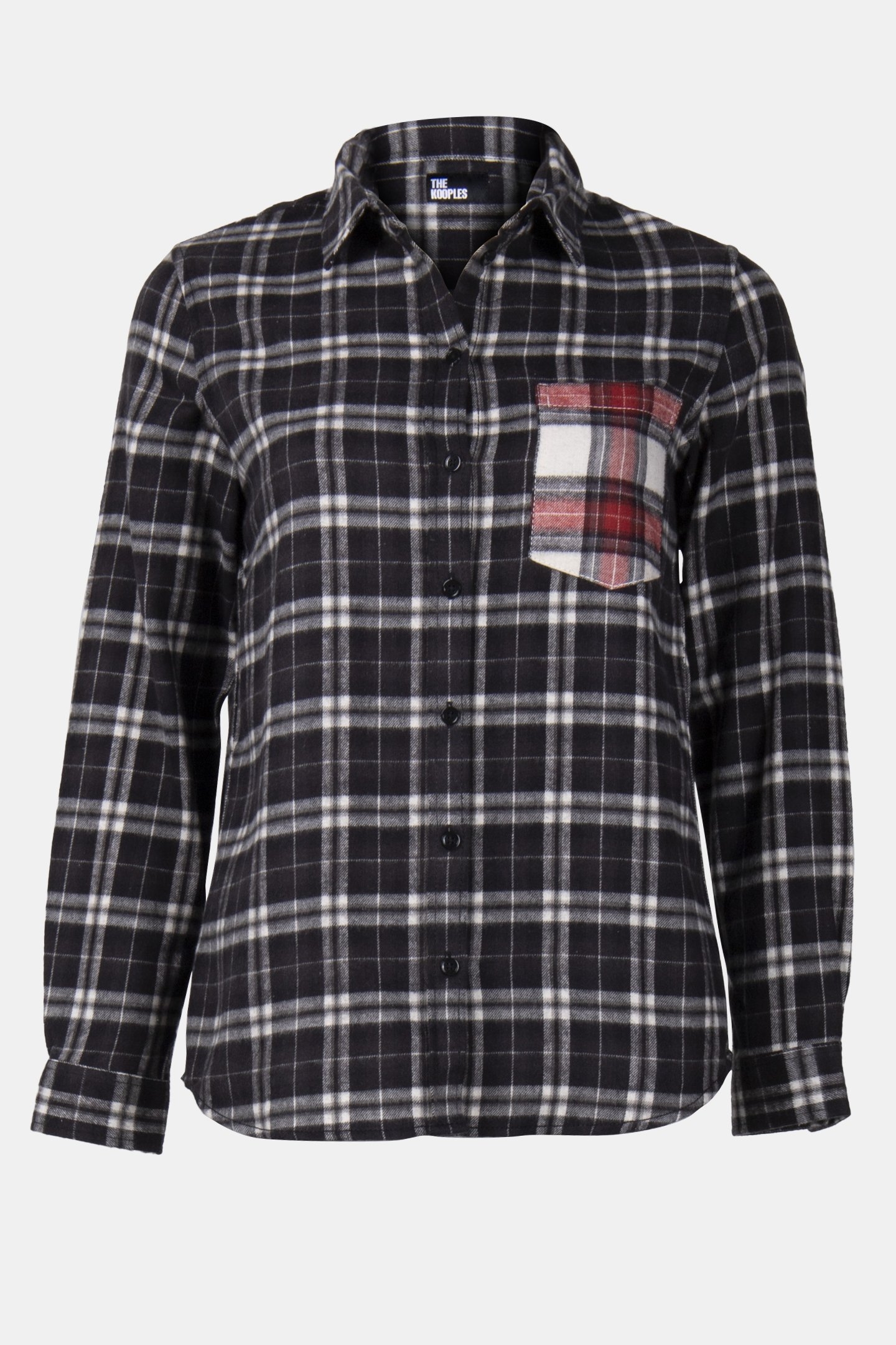 CHECKED SHIRT WITH CONTRASTING POCKETS BLACK 3