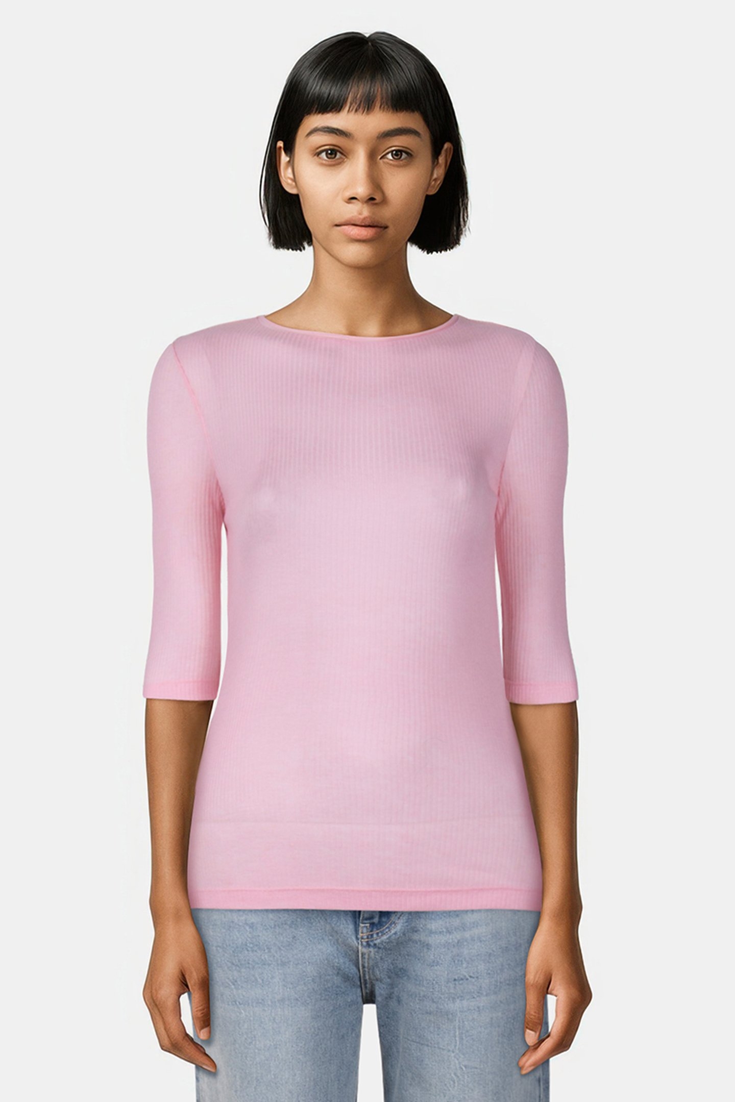 T WOOL RIB SHIRT ROSE SHADOW 1