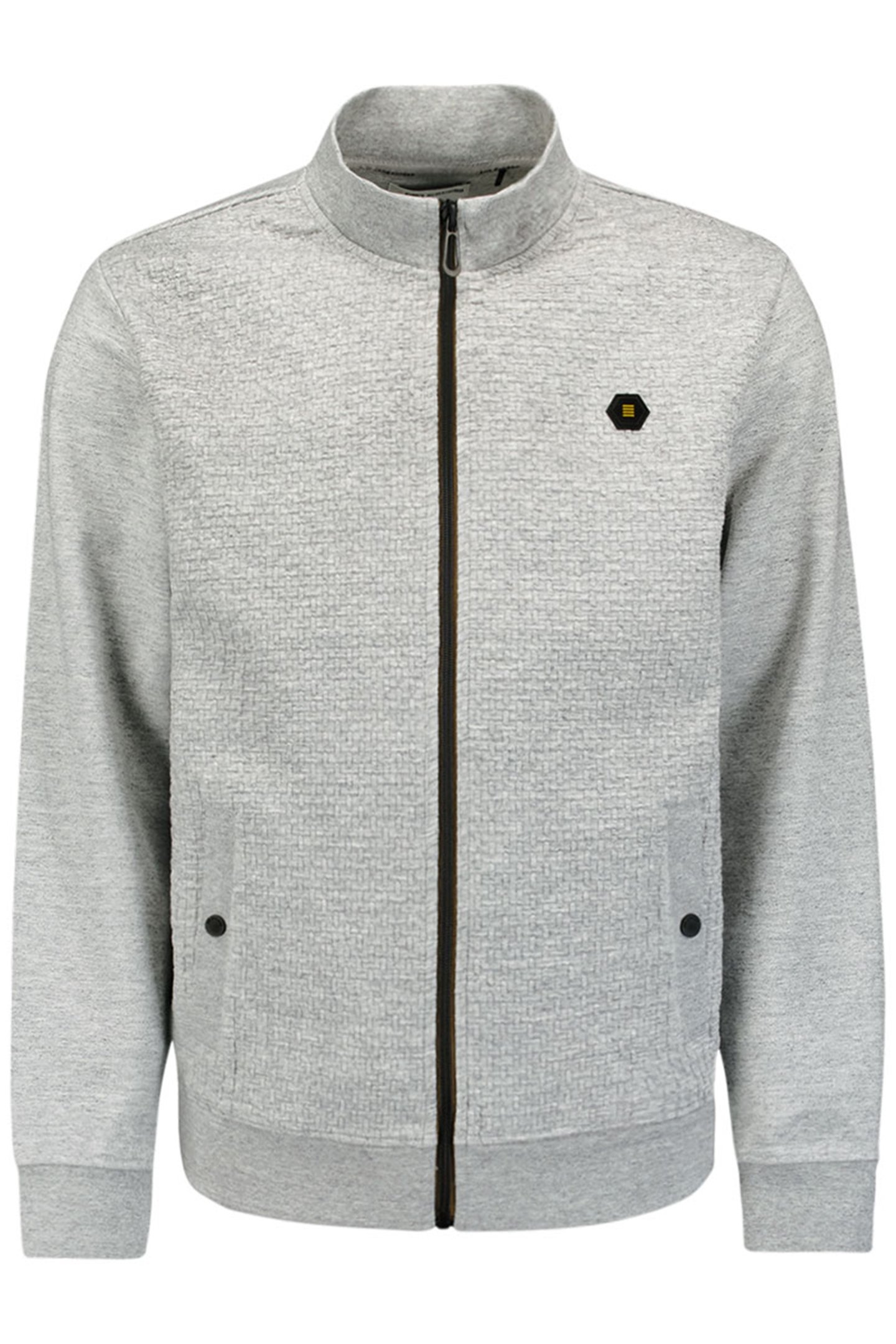 SWEATER FULL ZIPPER DOUBLE LAYER JACQUARD STRETCH GREY MELAN 4