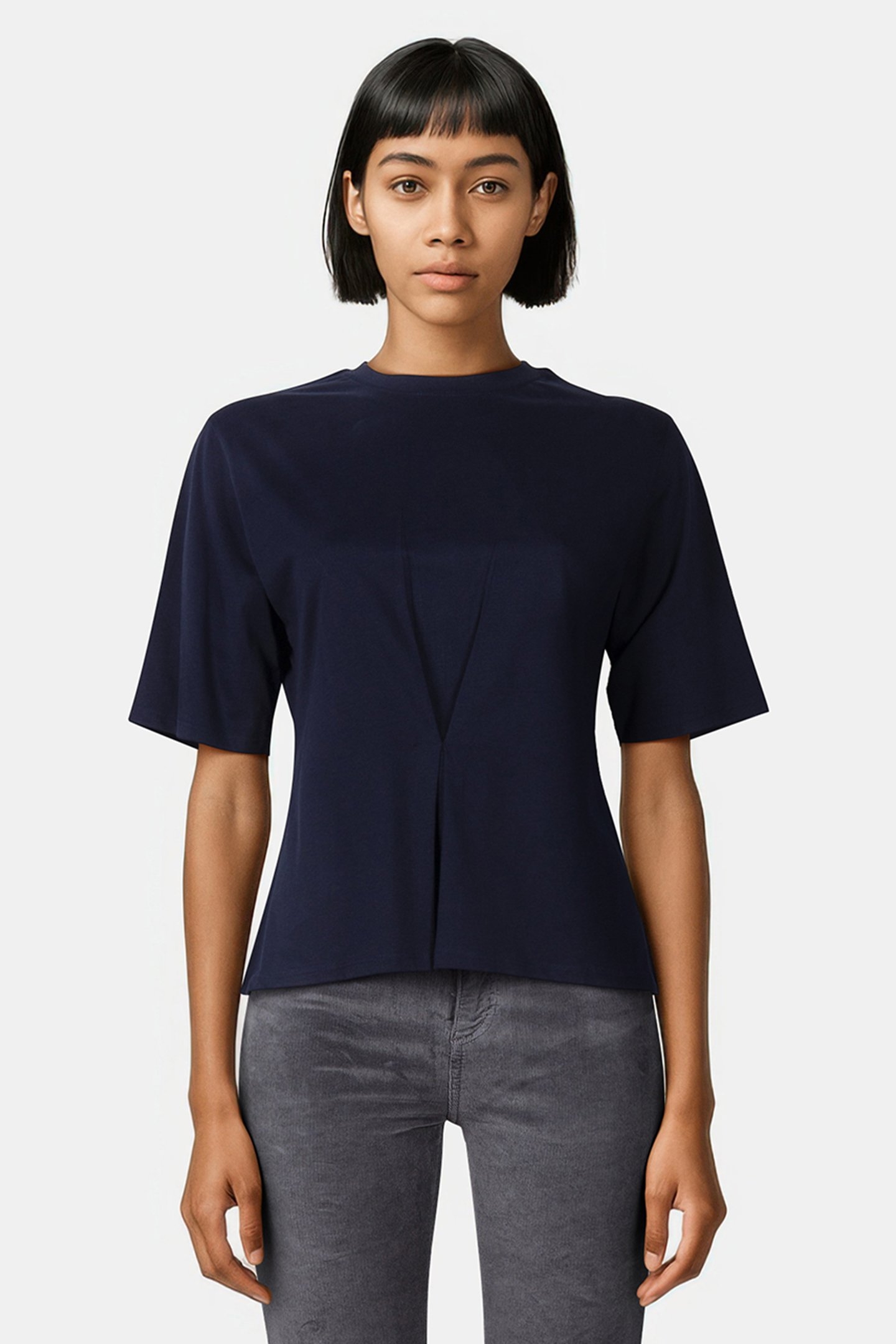 BRUSHED PLEAT TEE MIDNIGHT 1