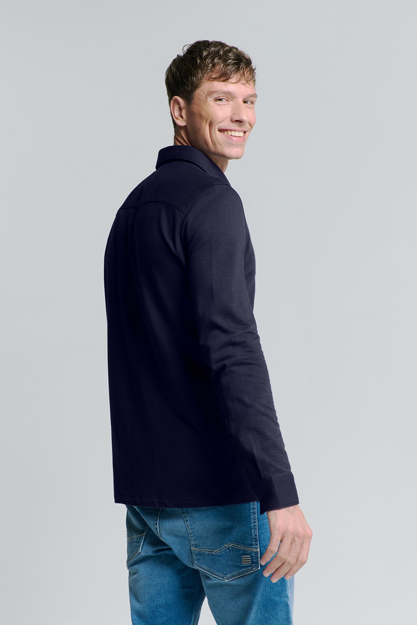 SHIRT JERSEY MELANGE STRETCH BLUEBERRY 2