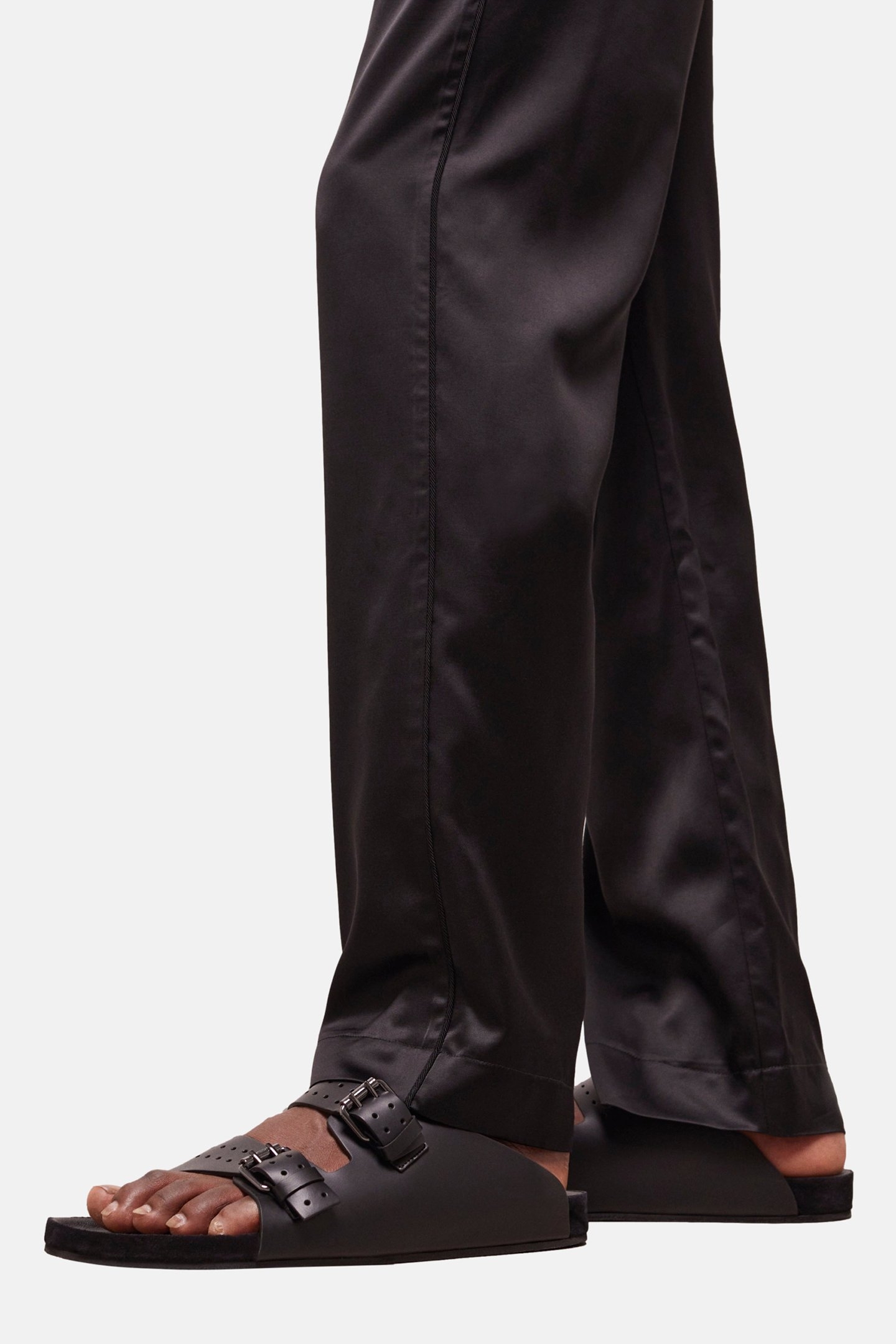 LEATHER SANDAL WITH METAL BUCKLES BLACK 2