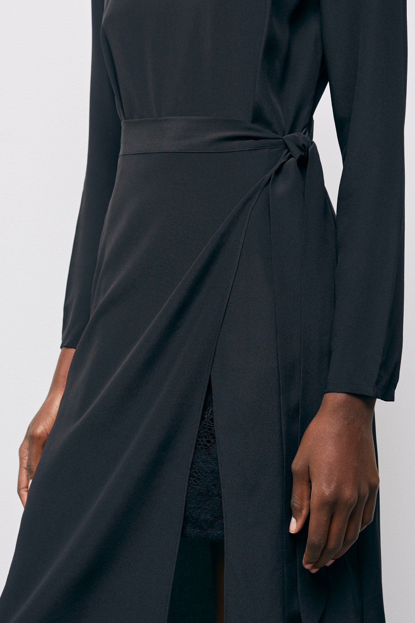 LONG DRESS LONG SLEEVES LACE SKIRT BLACK 5