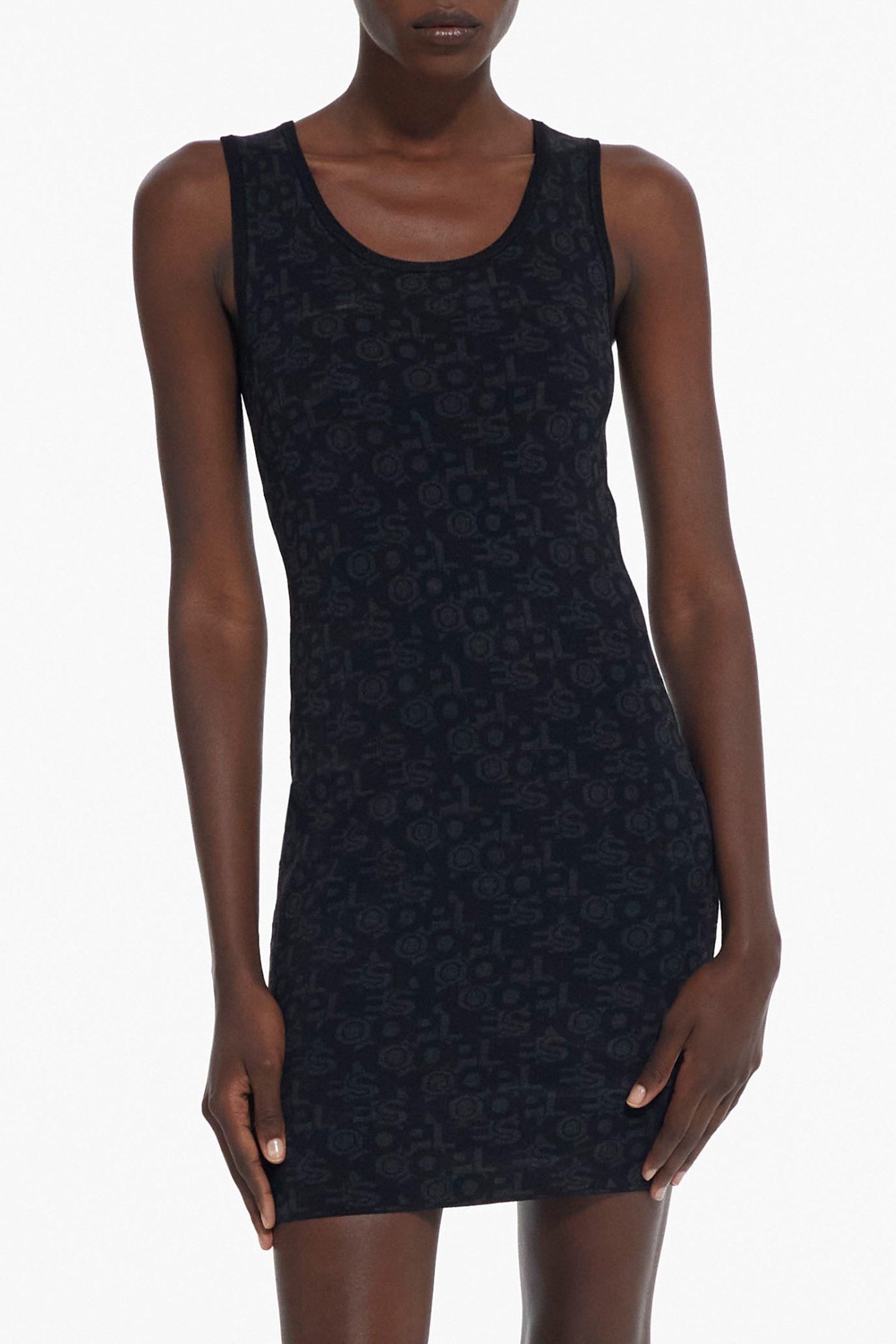 ROBE JACQUARD LOGO ALL OVER BLACK DARK GREY 1