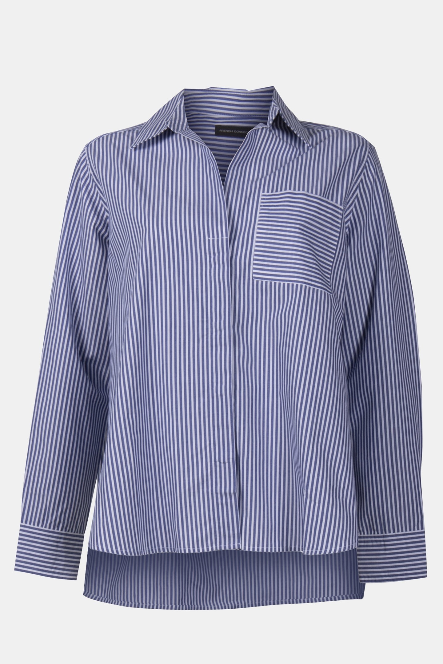 STRIPE POPOVER BUTTON THROUGH BLUE/WHT TICKING STP 3
