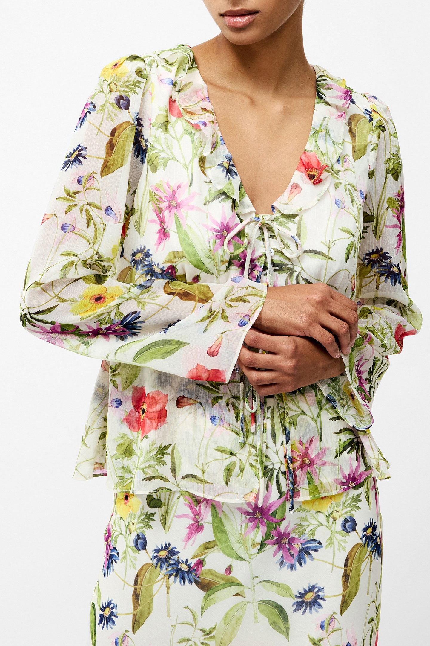 MONICA HALLIE CRINKLE BLOUSE WHITE MULTI 4