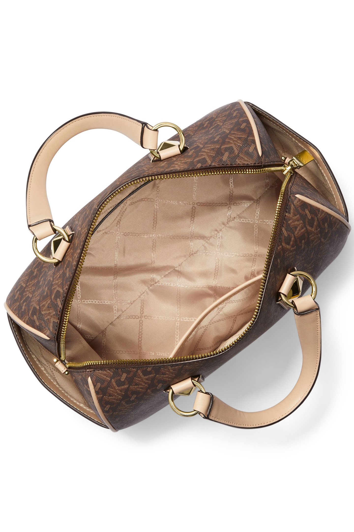 DUFFLE SATCHEL BAG IN BROWN LOGO PRINT 3