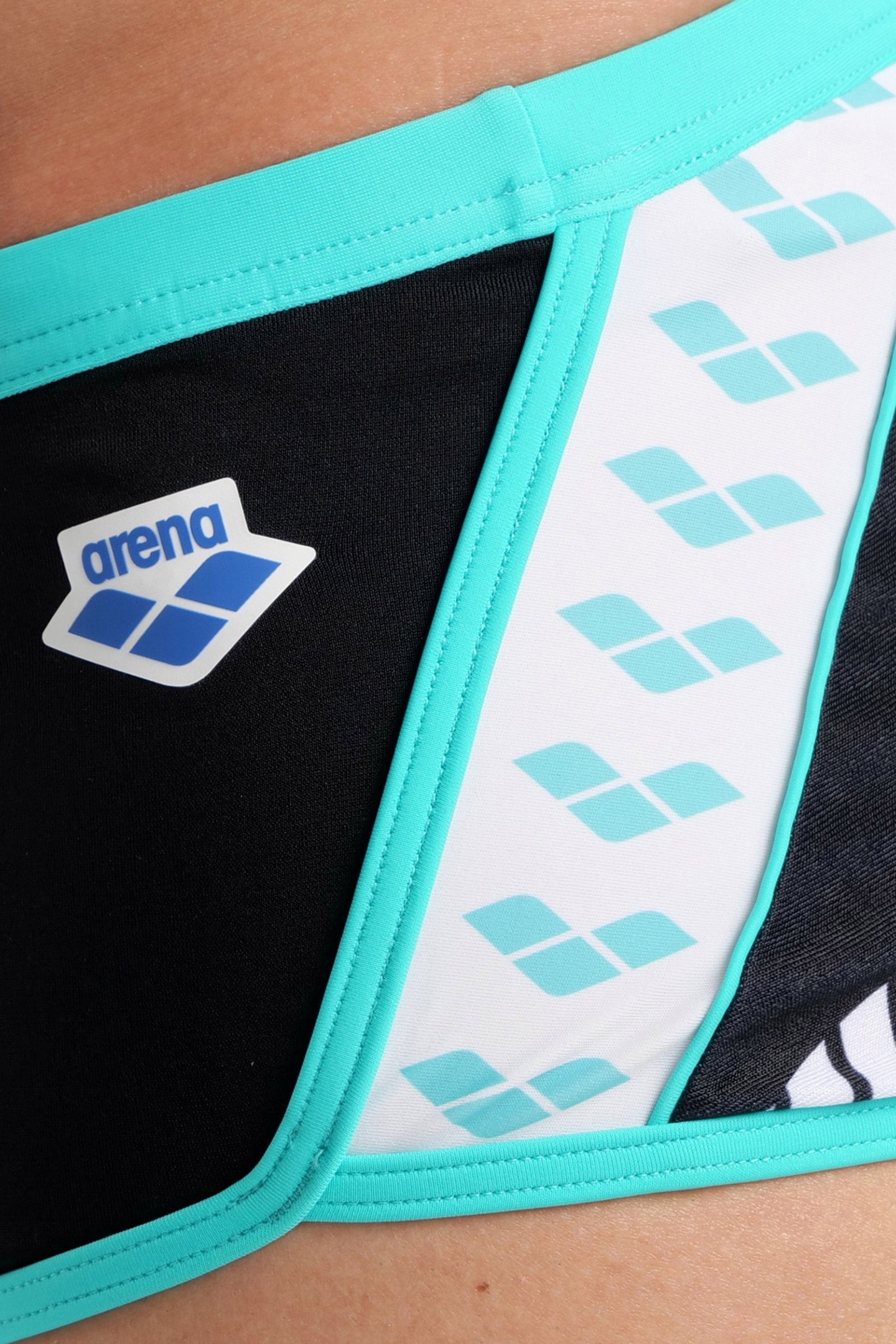 MEN'S ARENA ICONS SWIM LOW WAIST SHORT L BLACK WHITE BLUE DI 4