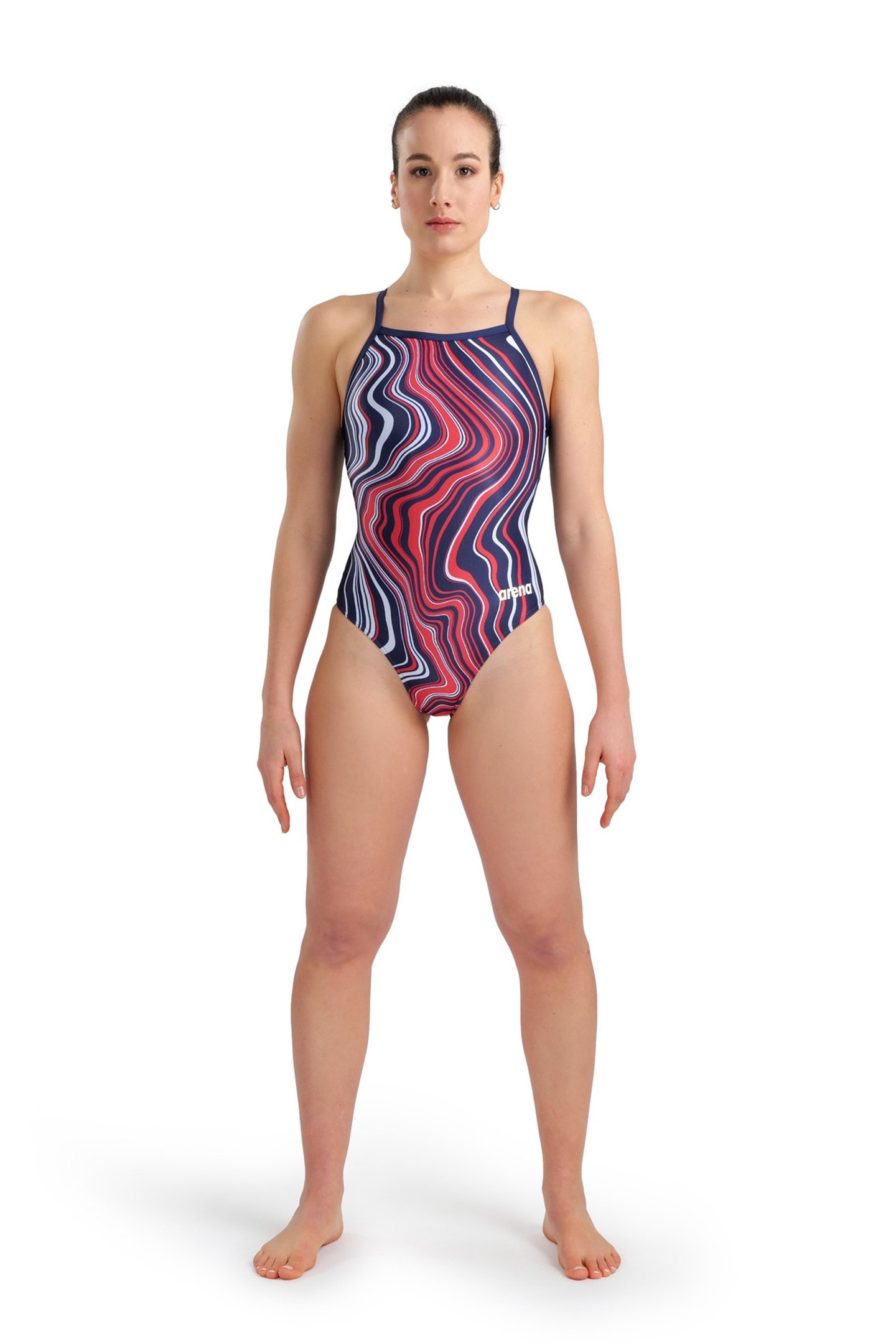 WOMEN'S SWIMSUIT LIGHTDROP BACK MARBLED NAVY RED MULTI 3