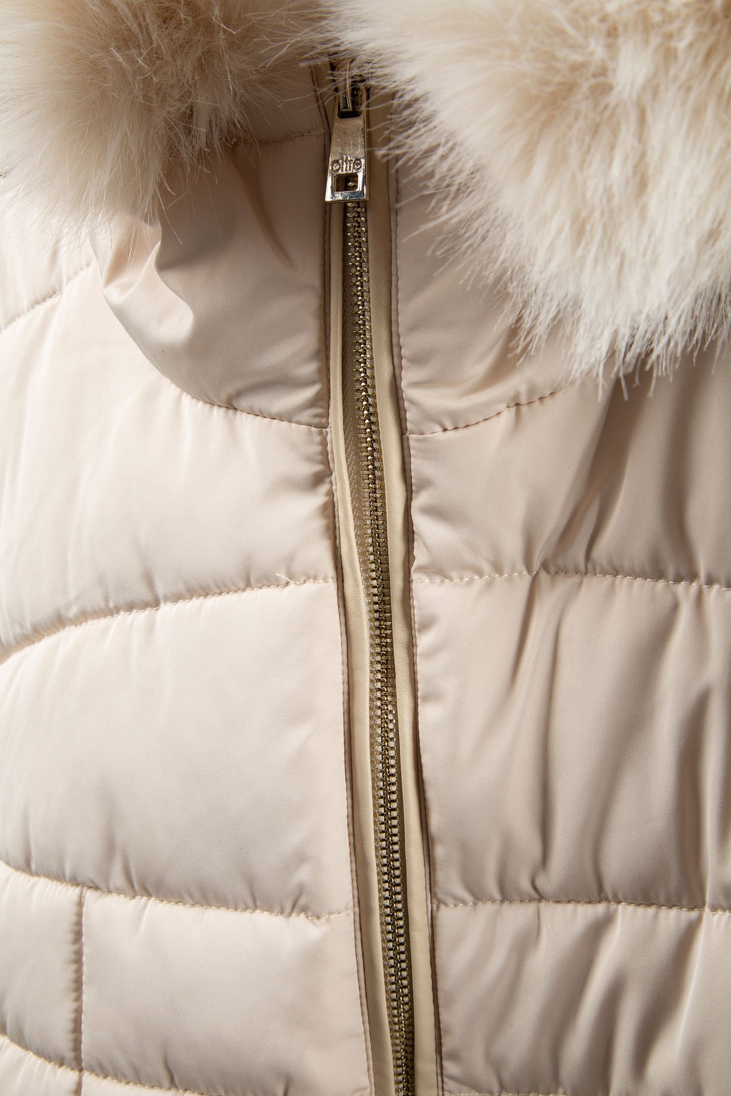 FITTED DOWN JACKET WITH FURRY EDGE AND INSERTS BEIGE 5