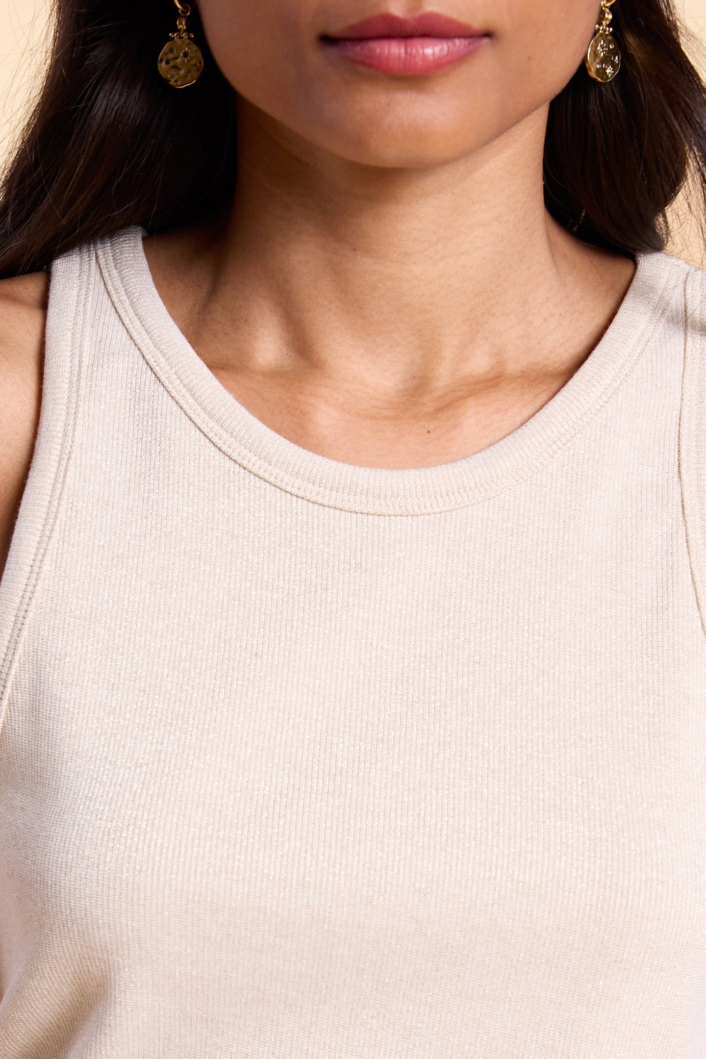 ECRU GOLD GLITTERY KNIT VEST TOP OFF-WHITE 5