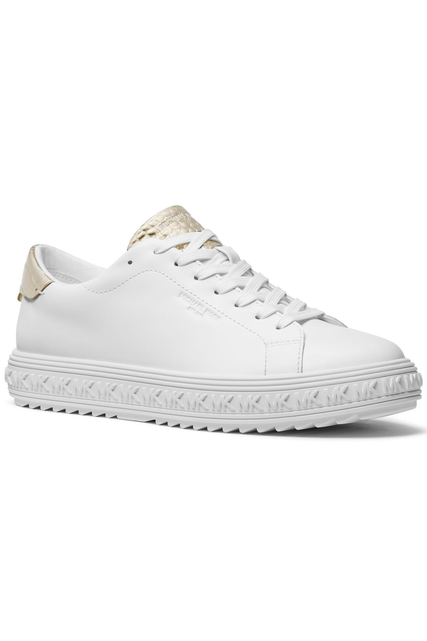 GROVE LACE UP TRAINER IN WHITE AND PALE GOLD 2